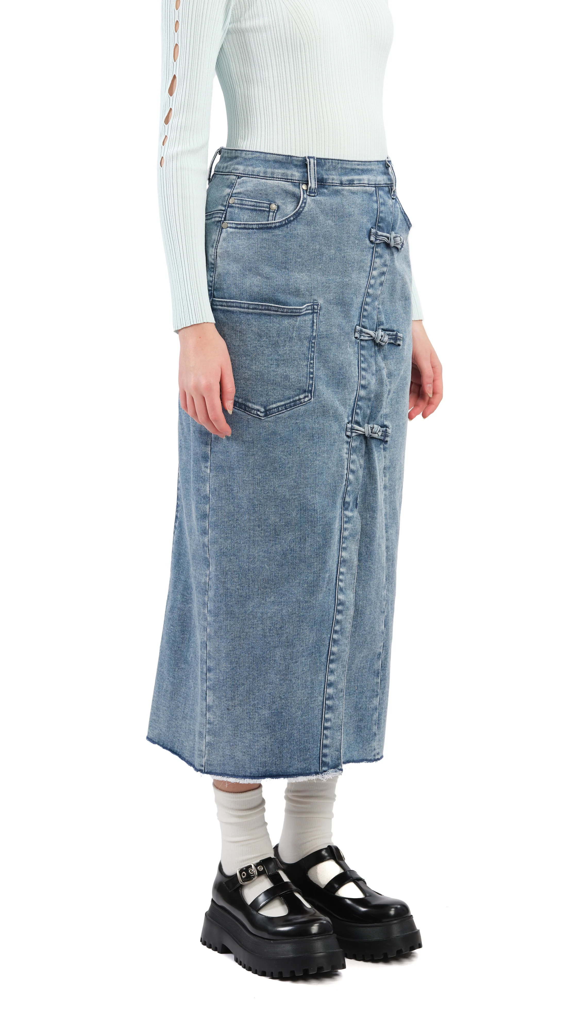 Rebuilt Denim Pencil Skirt - Umamrii