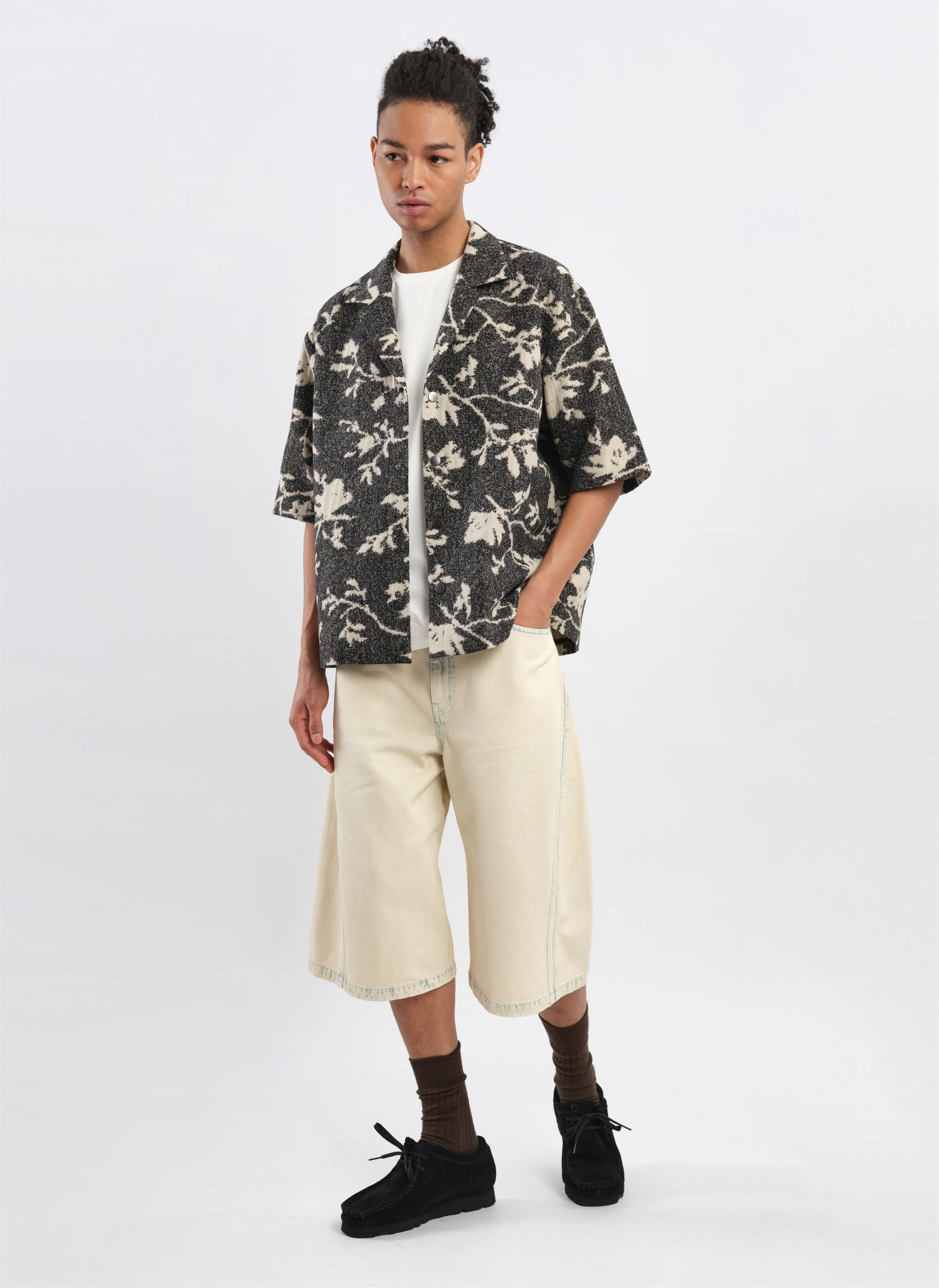 Bleached Wash Cotton Denim Shorts - Umamrii