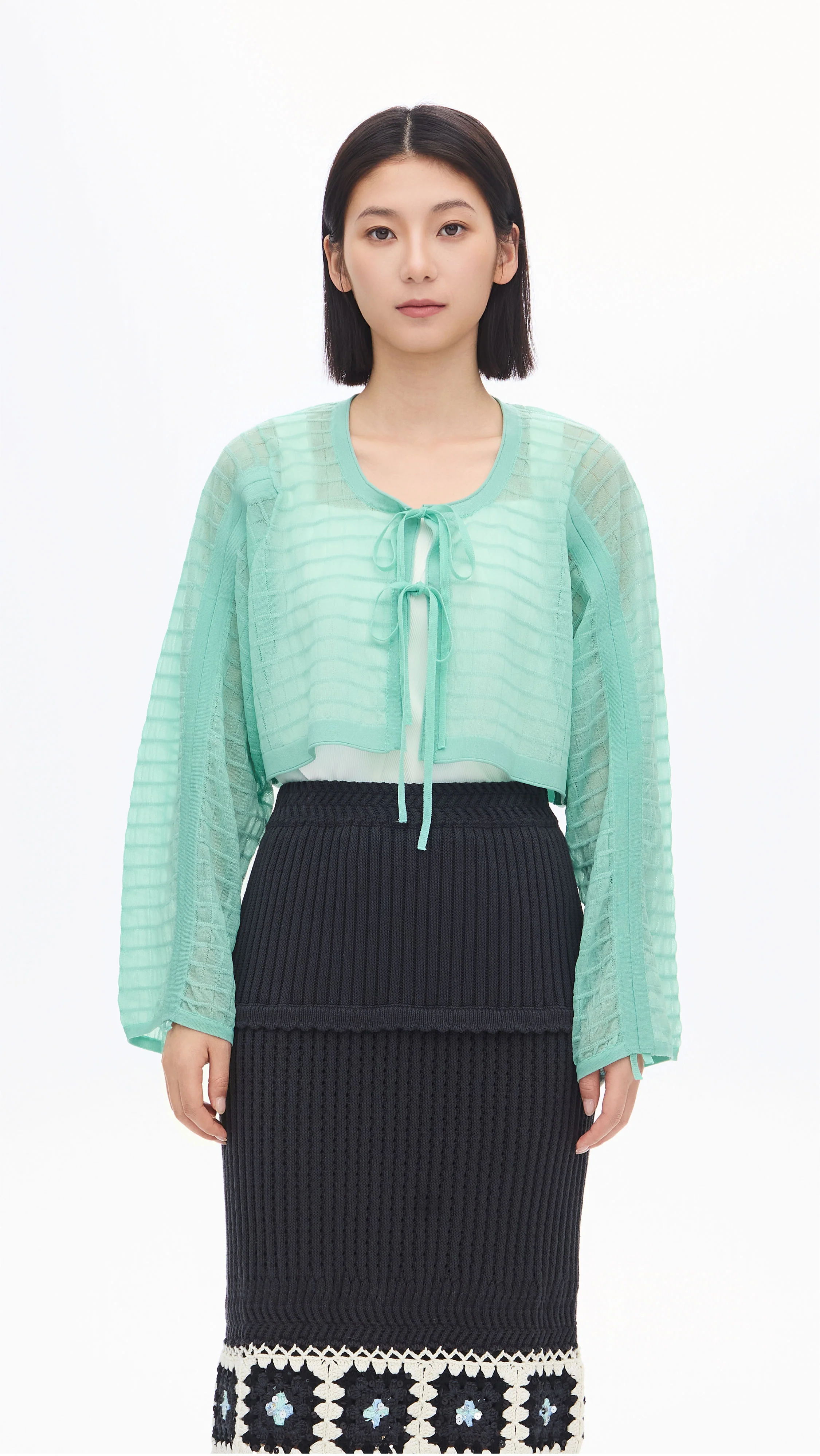 See-through Checker Cardigan - Umamrii