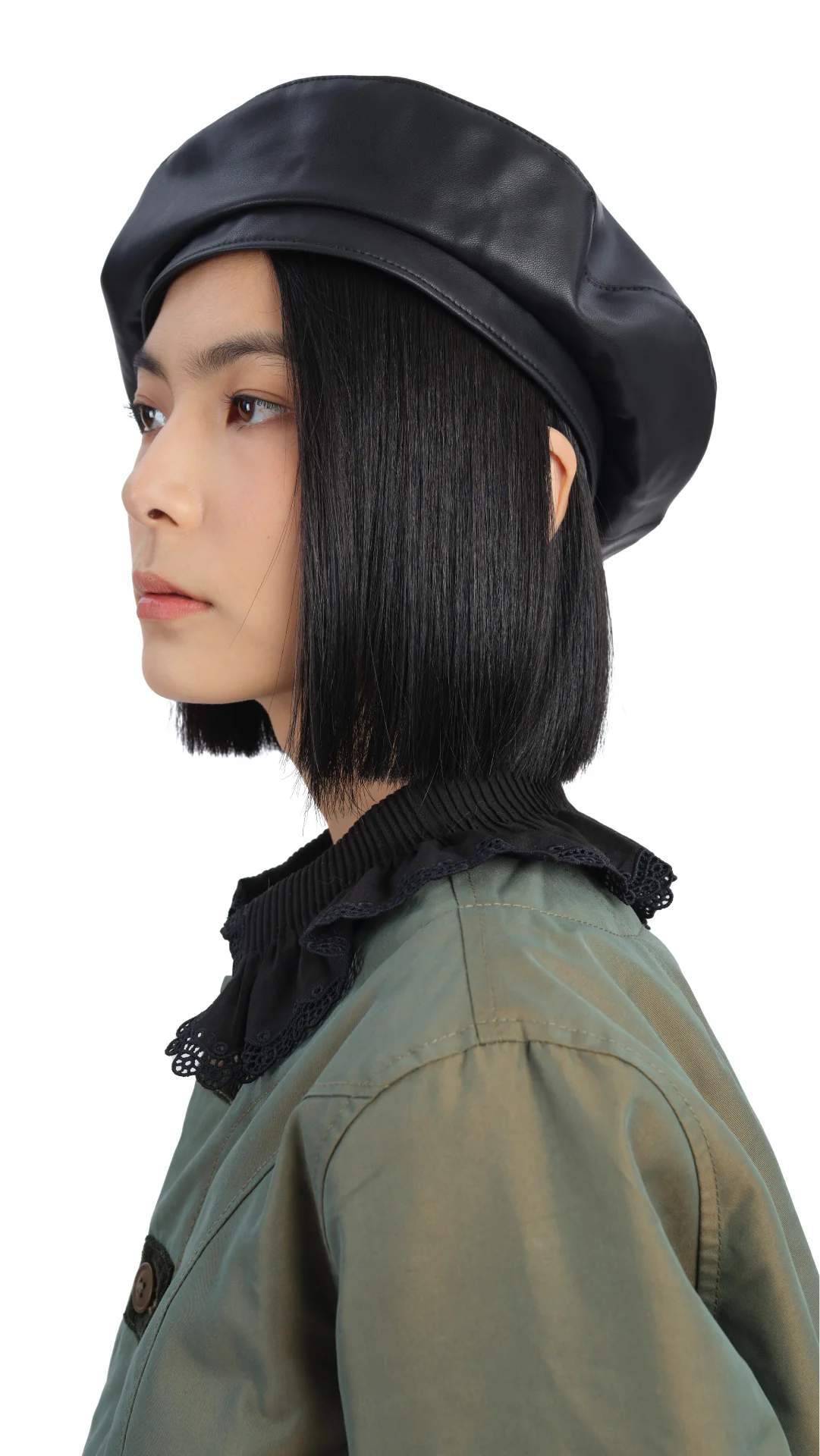 Faux Leather Fullmoon Beret - Umamrii