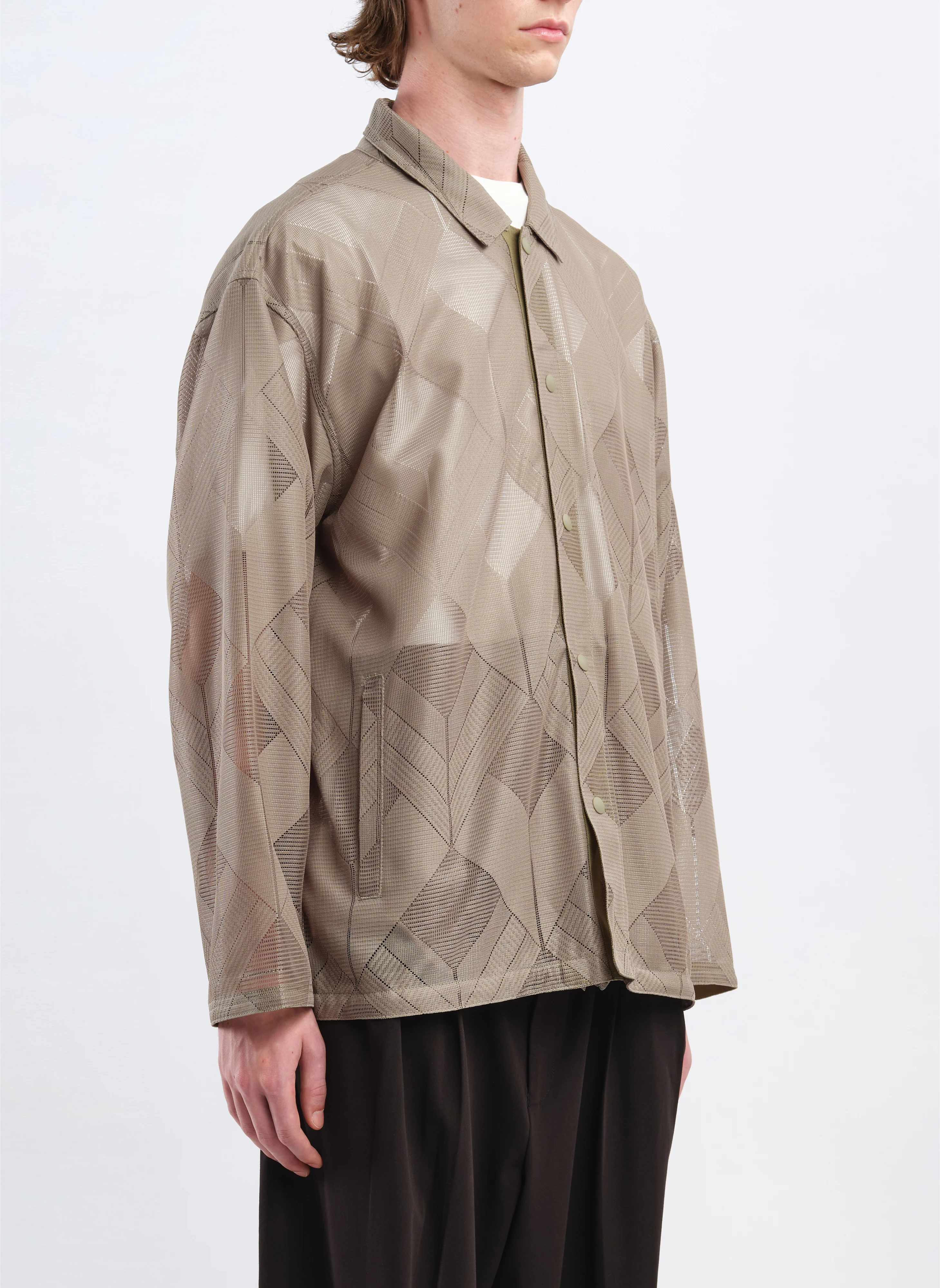 Polyester Geometric Jacquard Coach Jacket - Umamrii