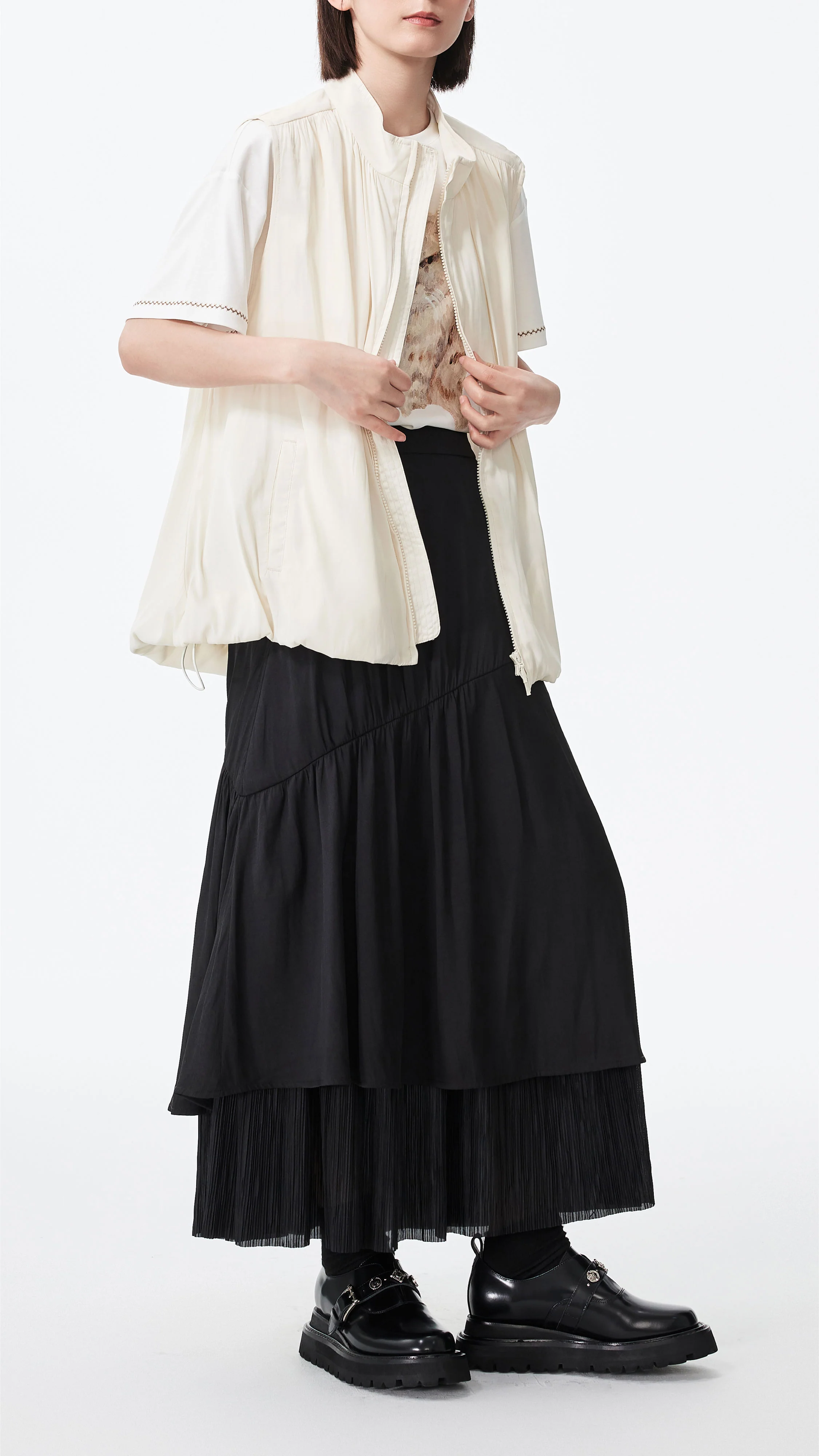Pleated Patch Skirt - Umamrii
