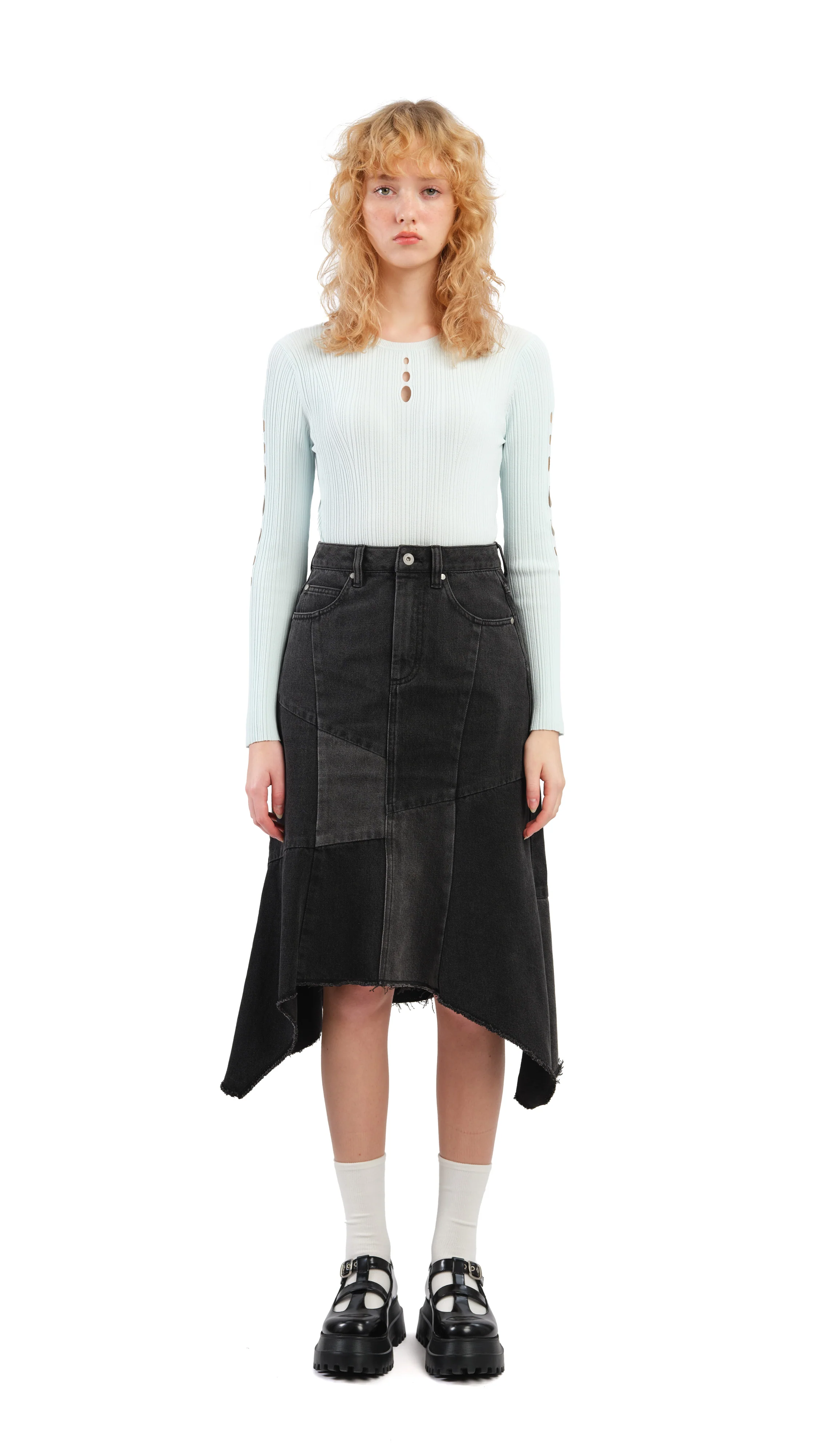 Rebuilt Denim Fishtail Skirt - Umamrii
