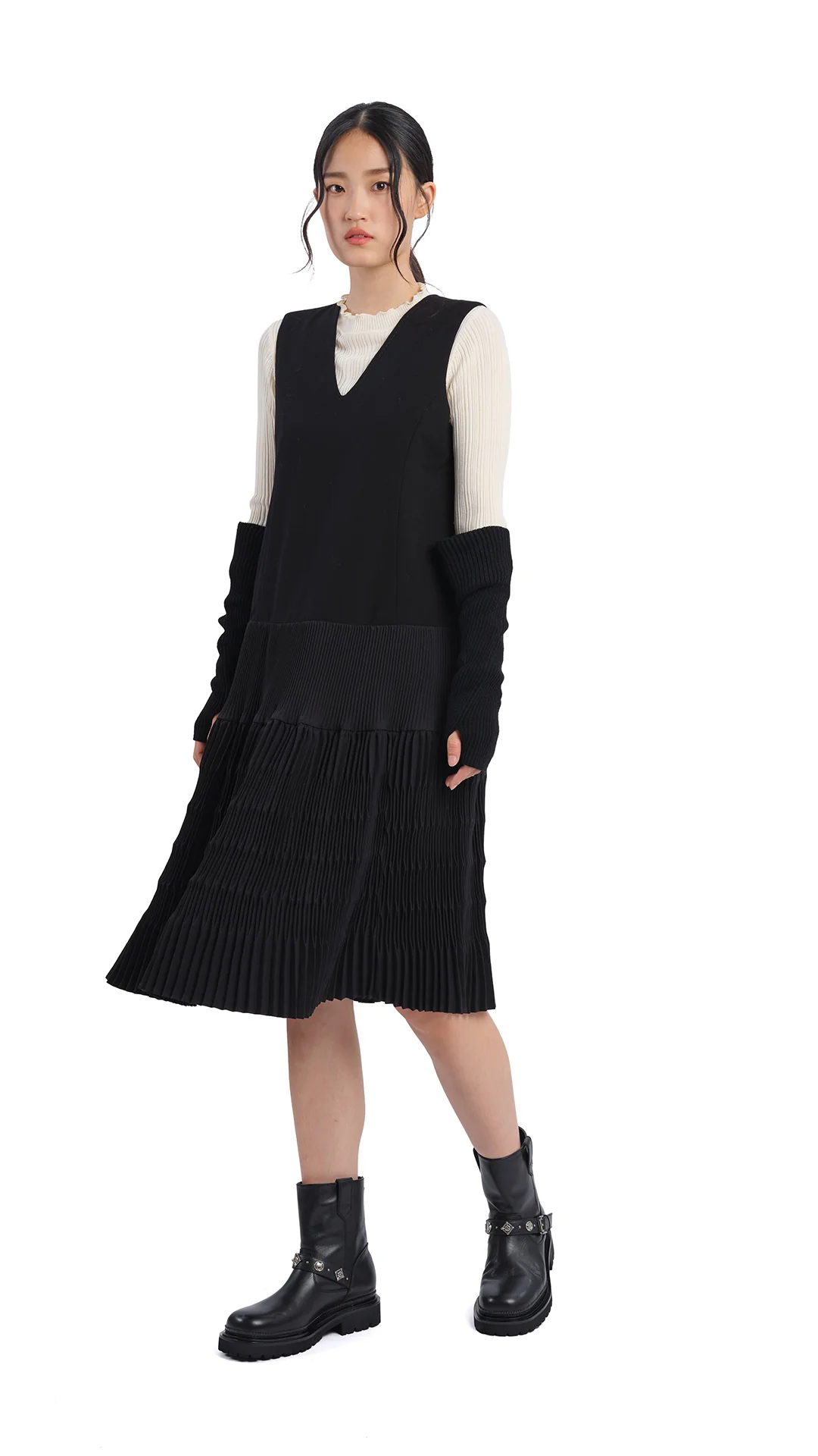 Olive Pleated Dress - Umamrii