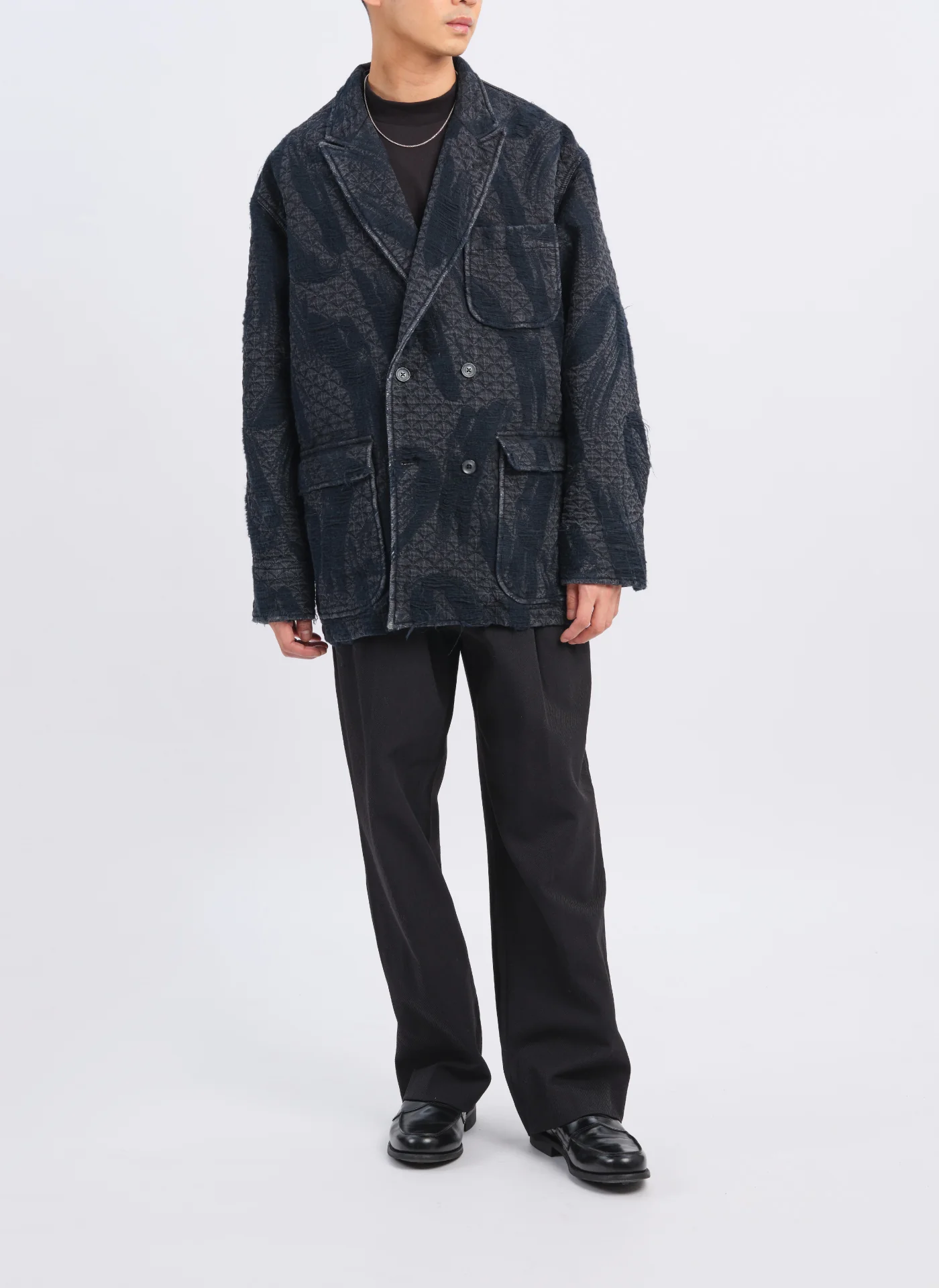 Cotton Polyester Jacquard Paisley Soft Double breasted Blazer - Umamrii