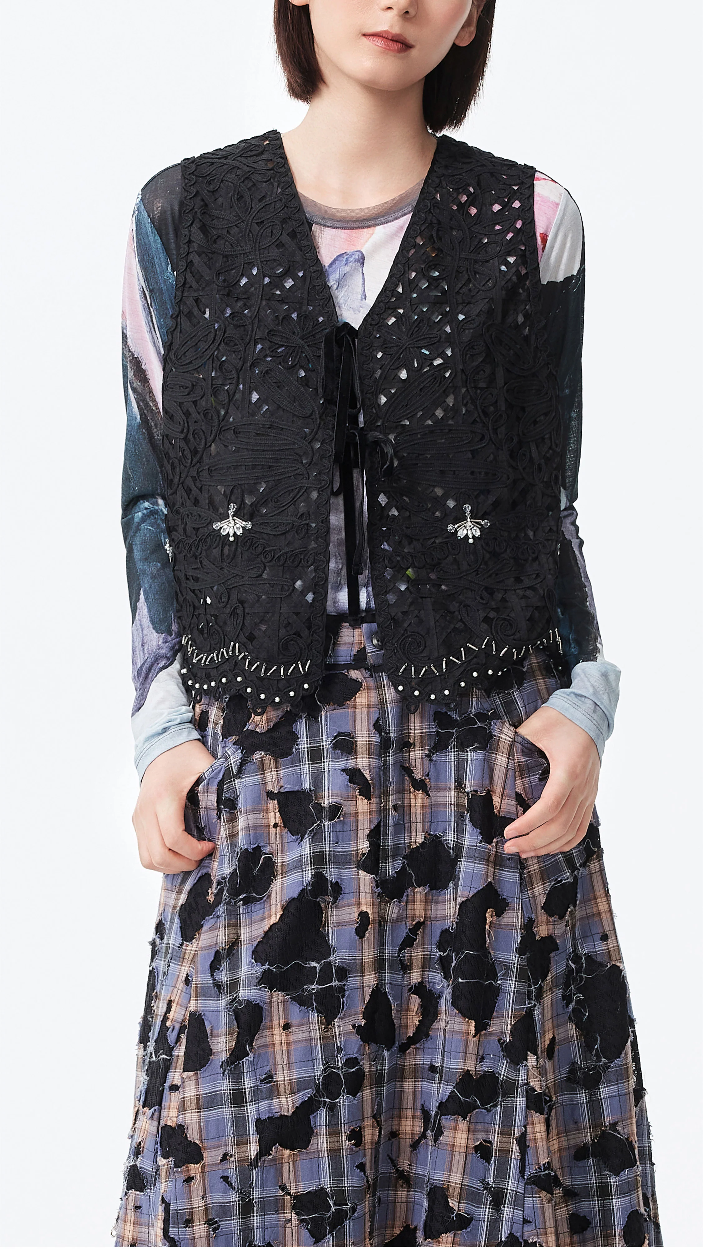 Cord Embroidery Waistcoat - Umamrii