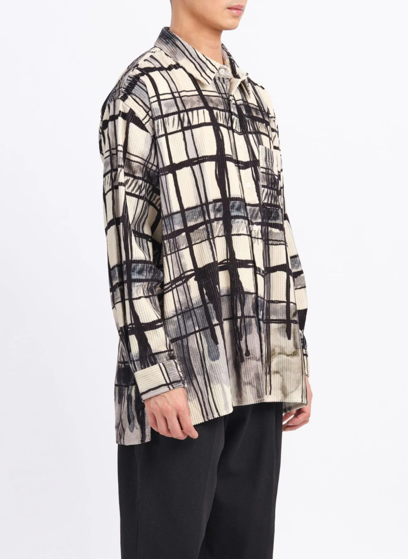Cotton Corduroy Hand Draw Checkers Shirt - Umamrii
