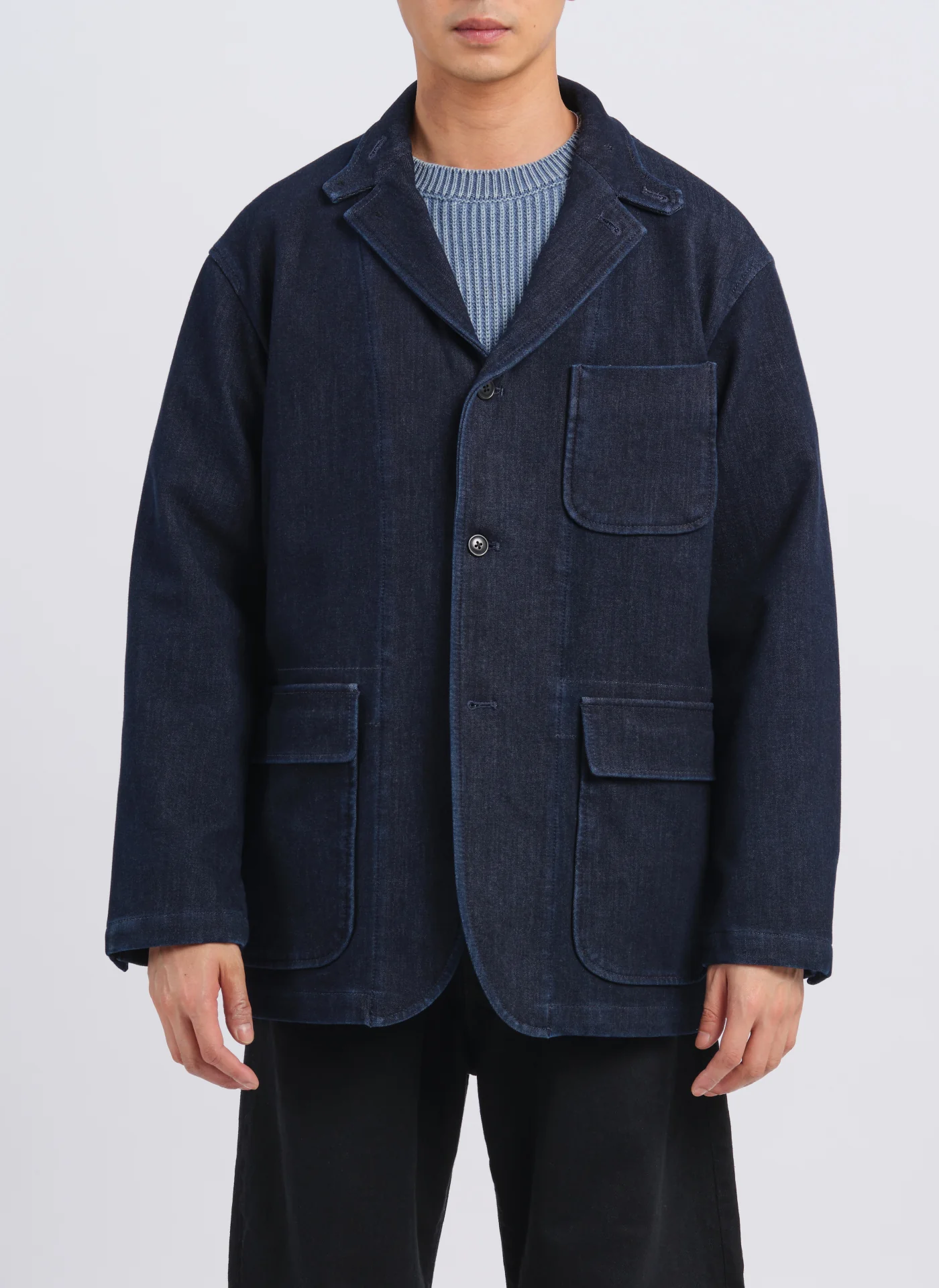 3D Printing Down Denim Fabric Soft Worker Blazer - Umamrii