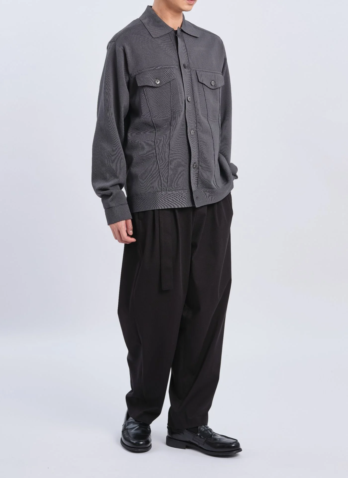 Polyester Business Knit Trucker Jacket - Umamrii