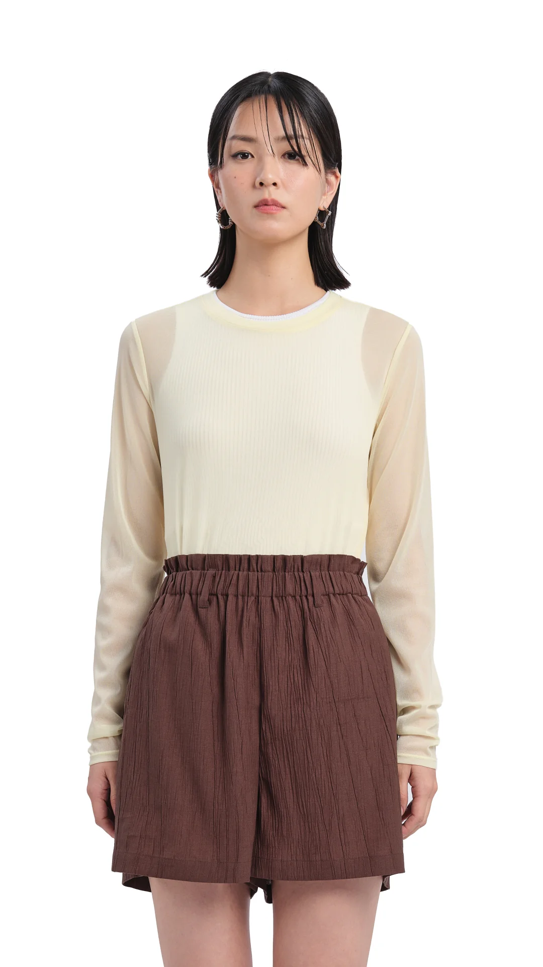 Mock-neck Sheer Top - Umamrii