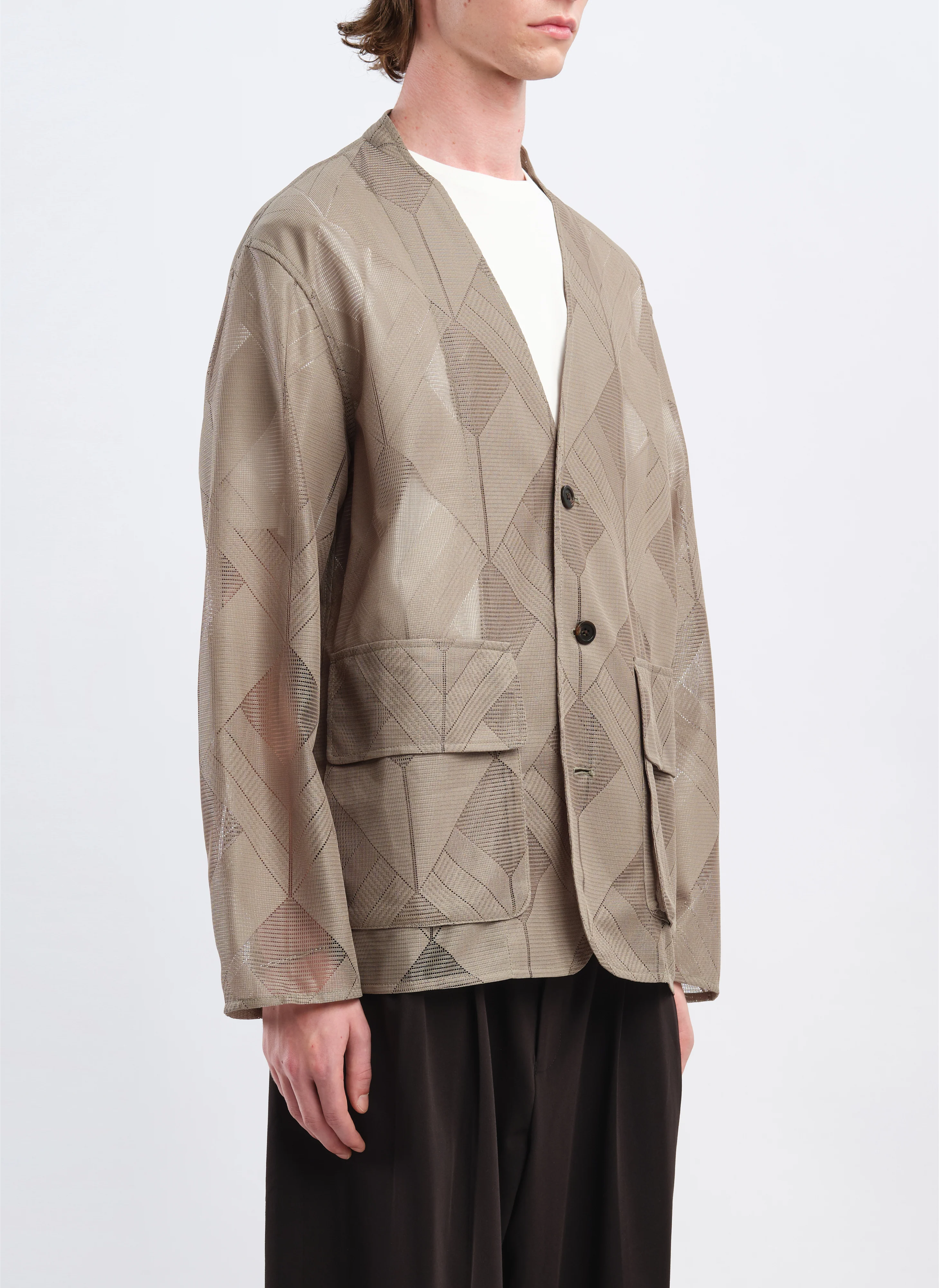 Polyester Geometric Jacquard Soft Blazer - Umamrii