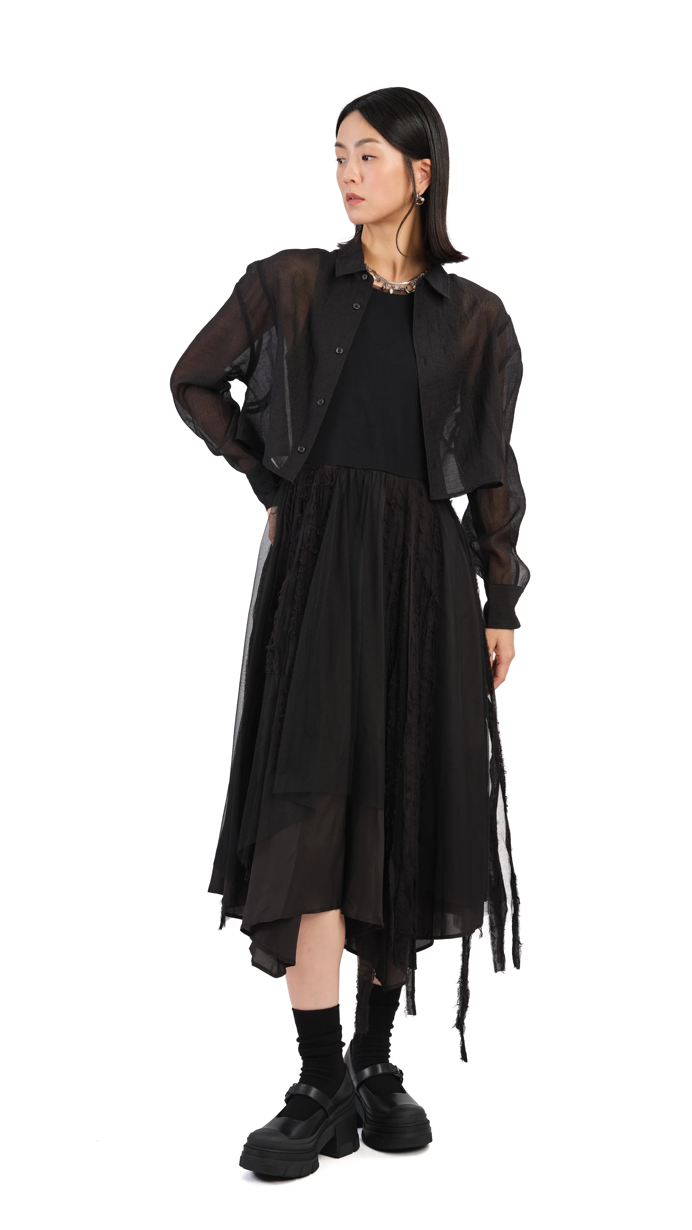 Mesh Patched Dress - Umamrii