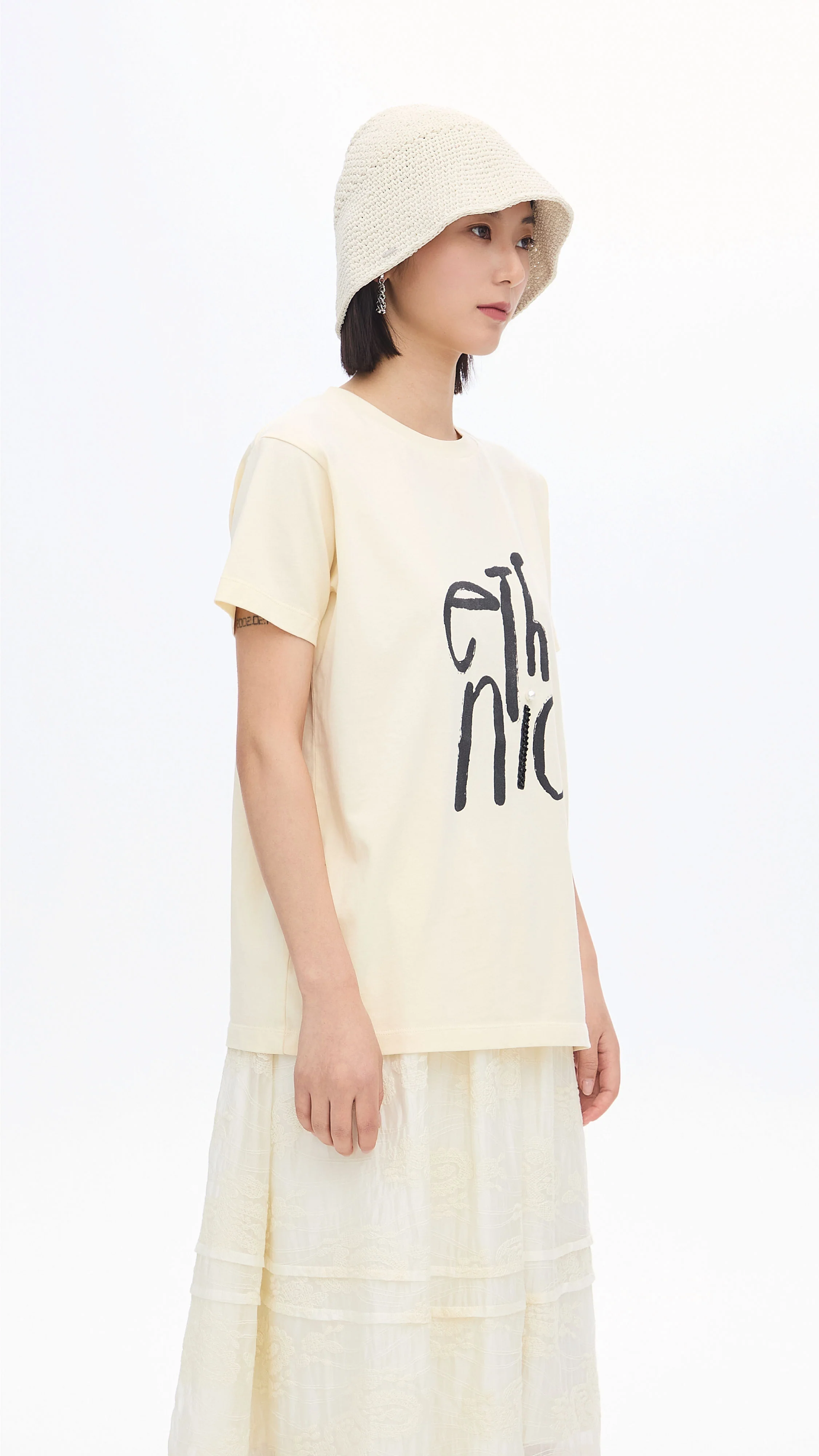 Garment-washed Wording Print Tee - Umamrii