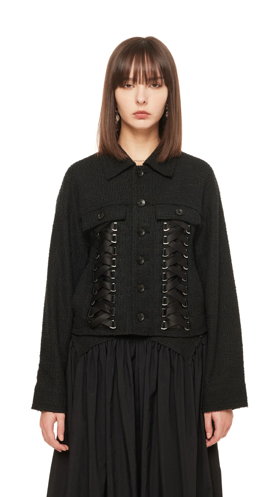 Tweed Lace-Up Jacket - Umamrii