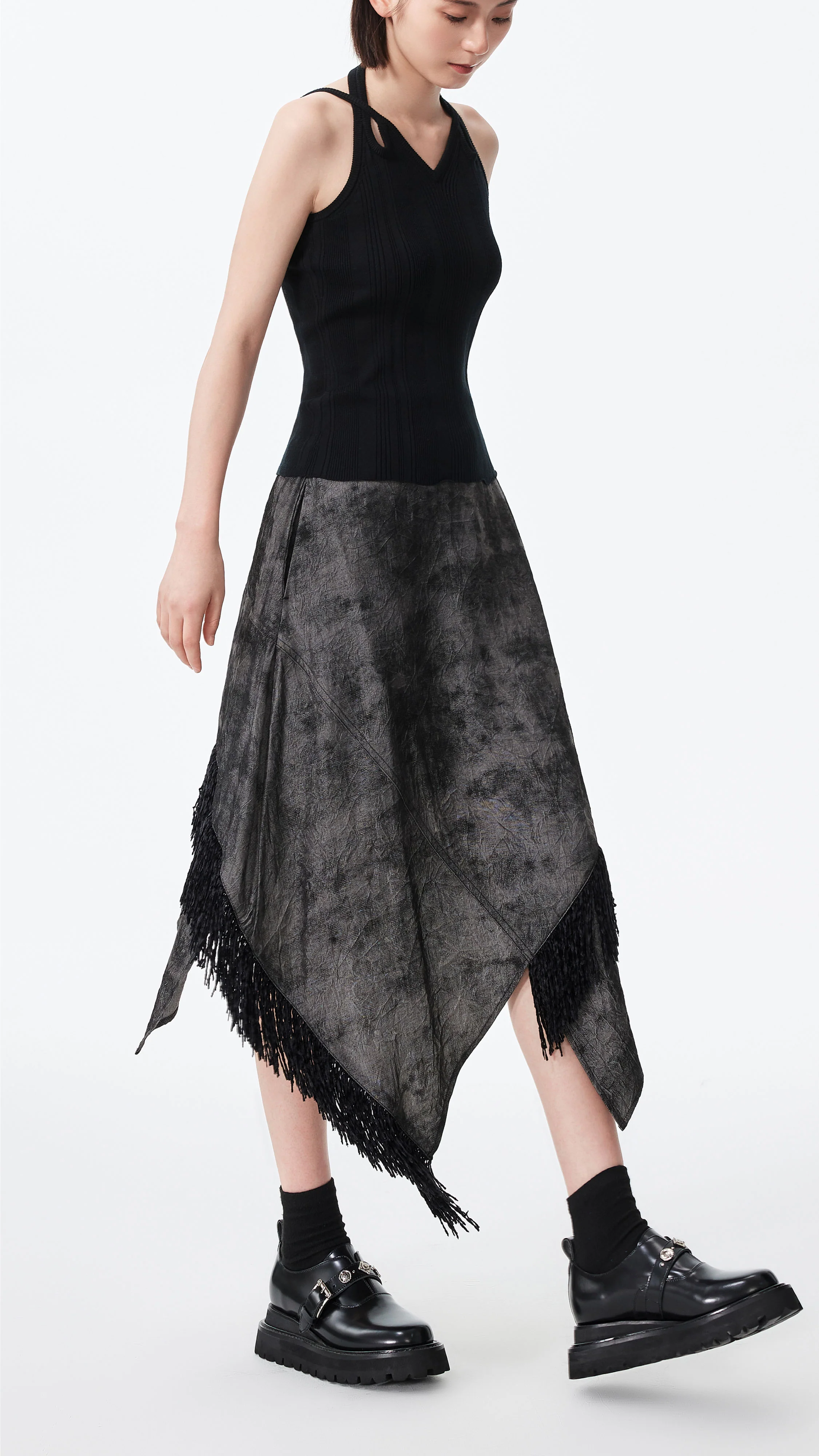 Western Faux Denim Pencil Skirt - Umamrii