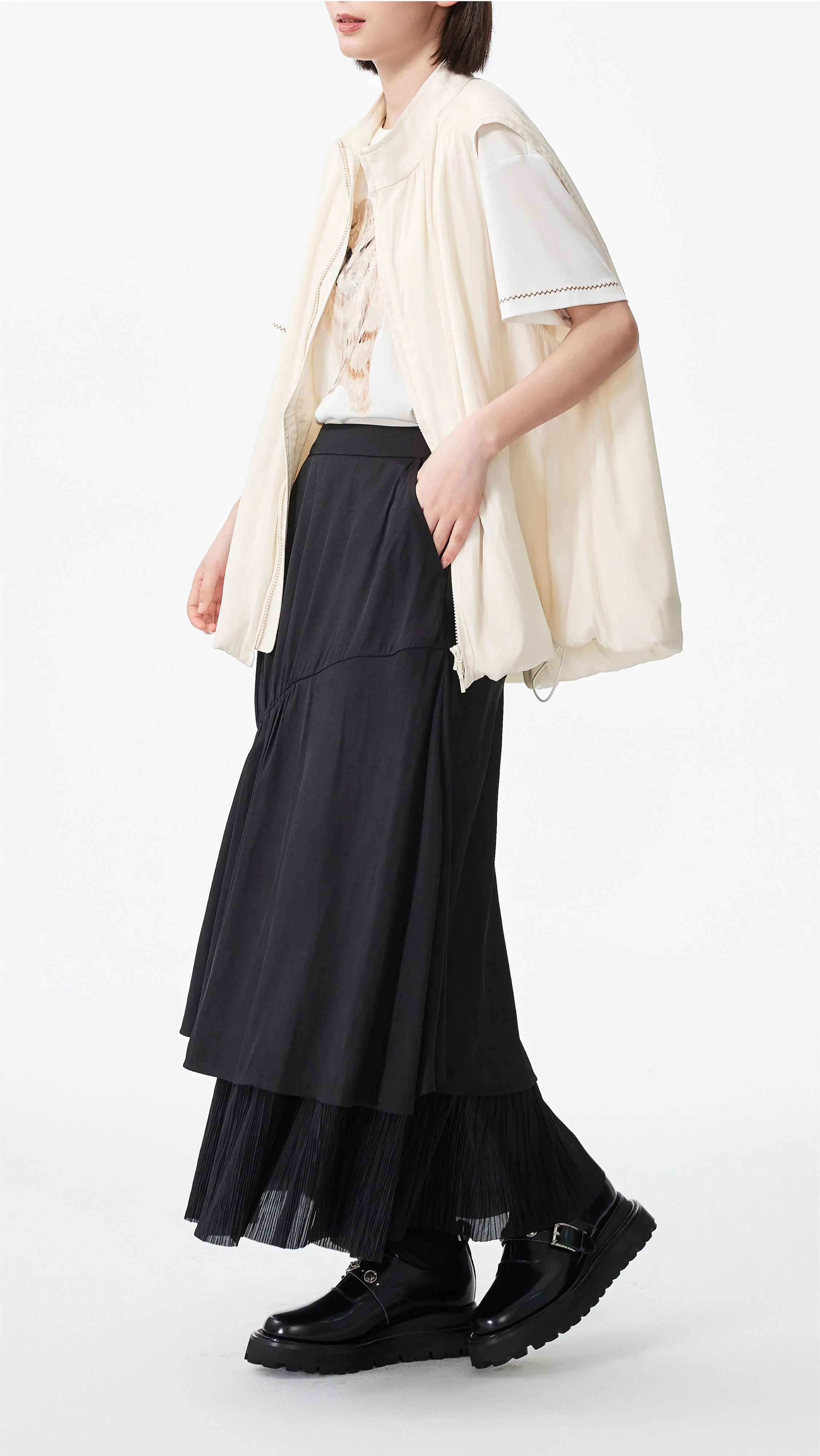 Pleated Patch Skirt - Umamrii
