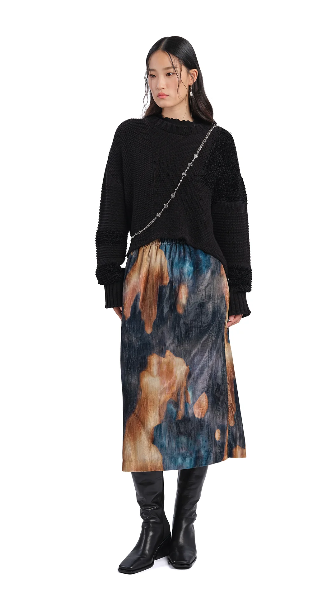 Watercolour Graphic Velour Printed Skirt - Umamrii