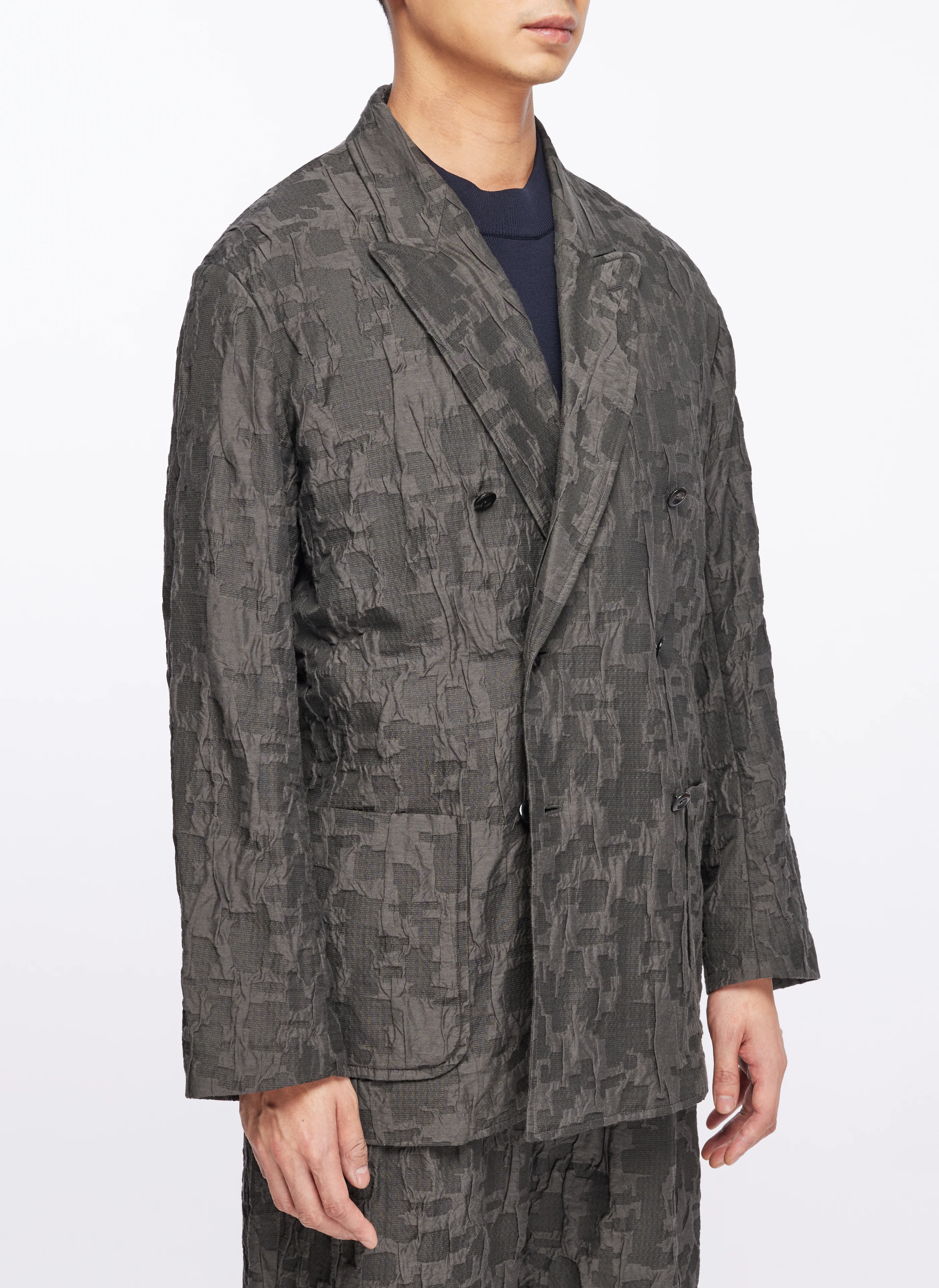 Jacquard Soft Double Breasted Blazer - Umamrii