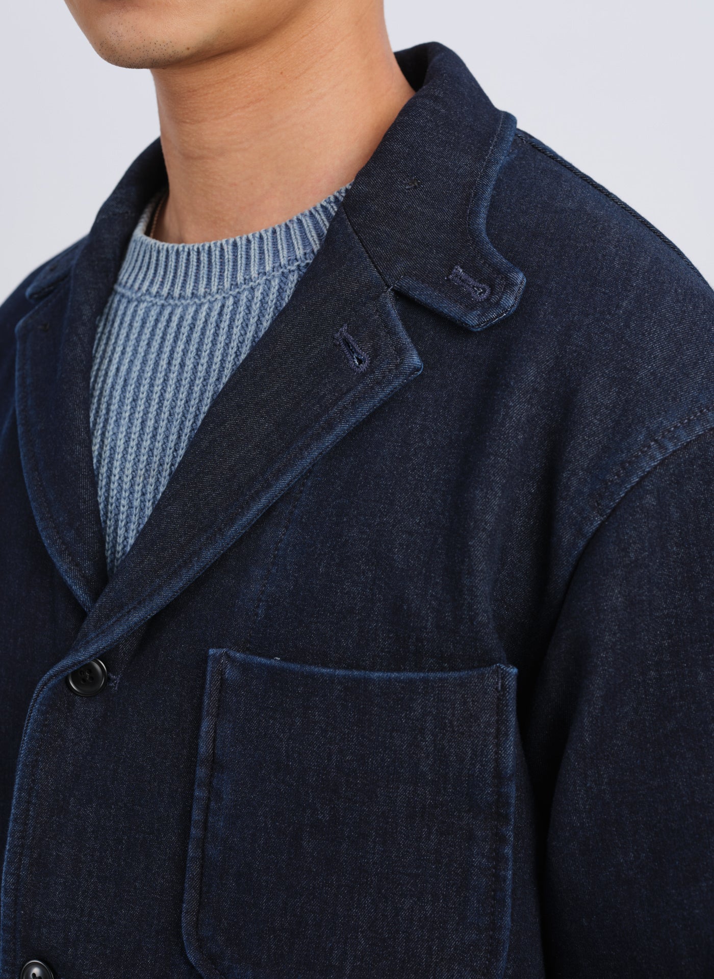 3D Printing Down Denim Fabric Soft Worker Blazer - Umamrii