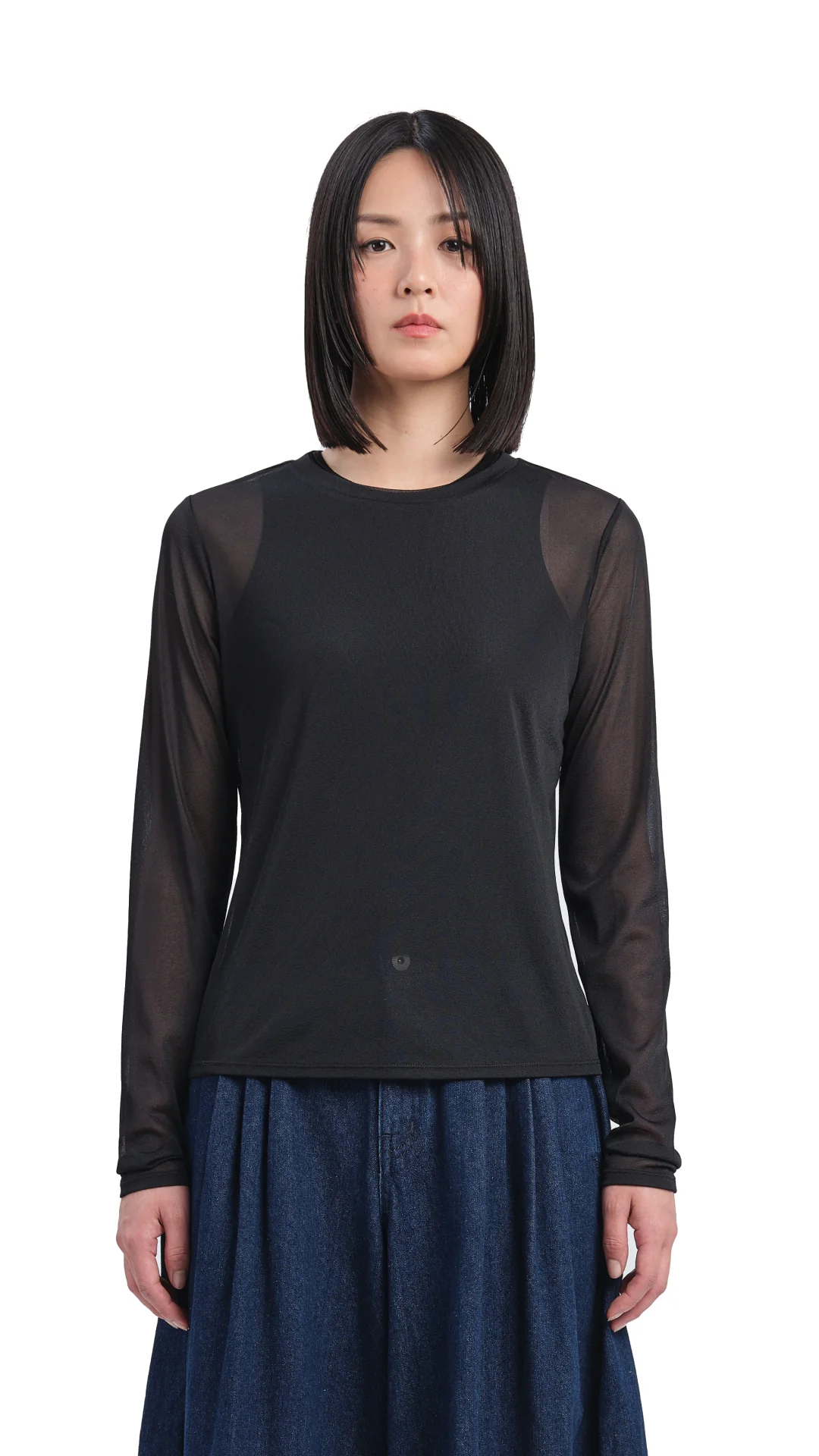 Mock-neck Sheer Top - Umamrii