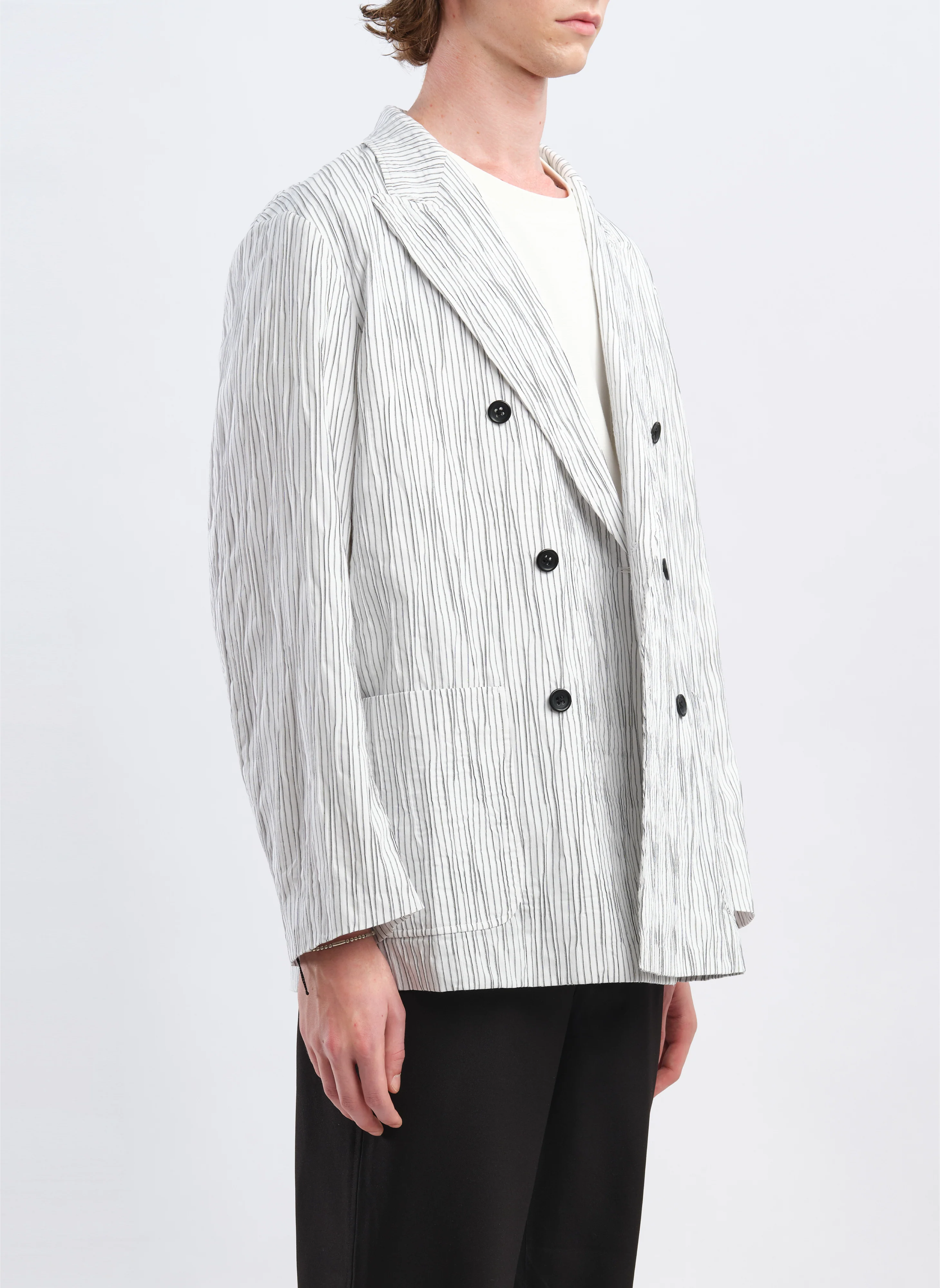 Distort Cotton Dobby Cloth Double Breasted Blazer - Umamrii