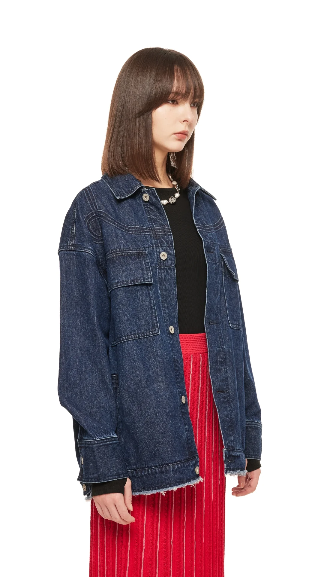 Corded Braiding Oversized Denim Jacket - Umamrii