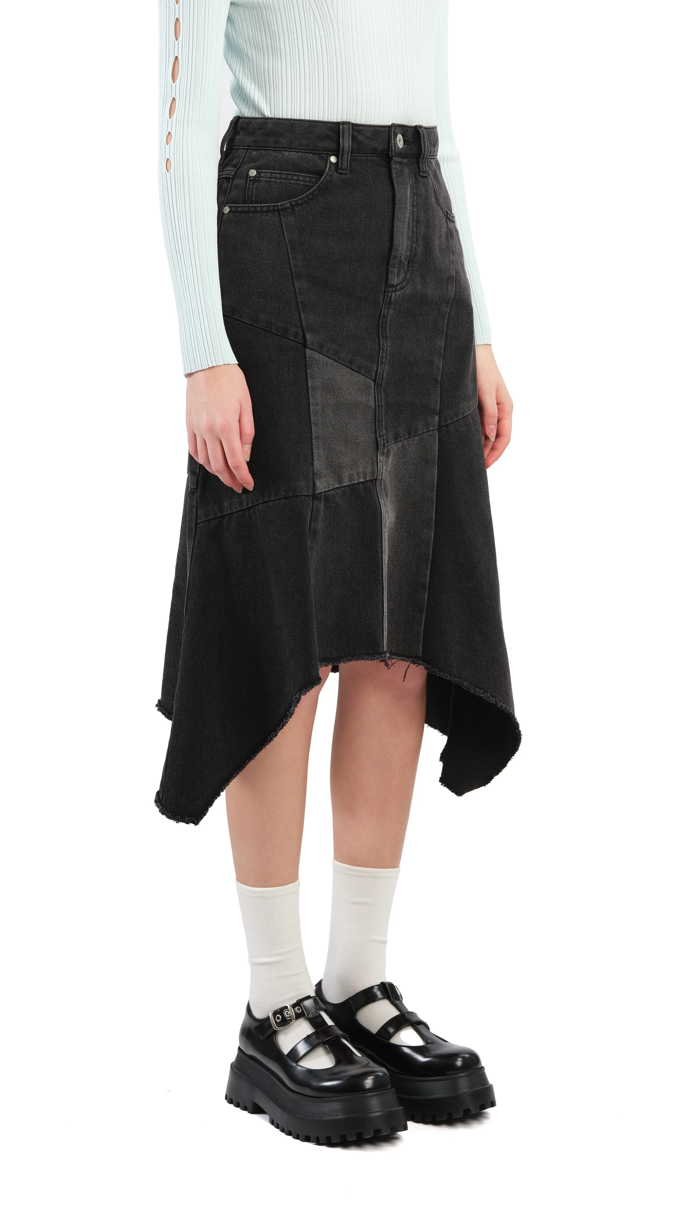 Rebuilt Denim Fishtail Skirt - Umamrii