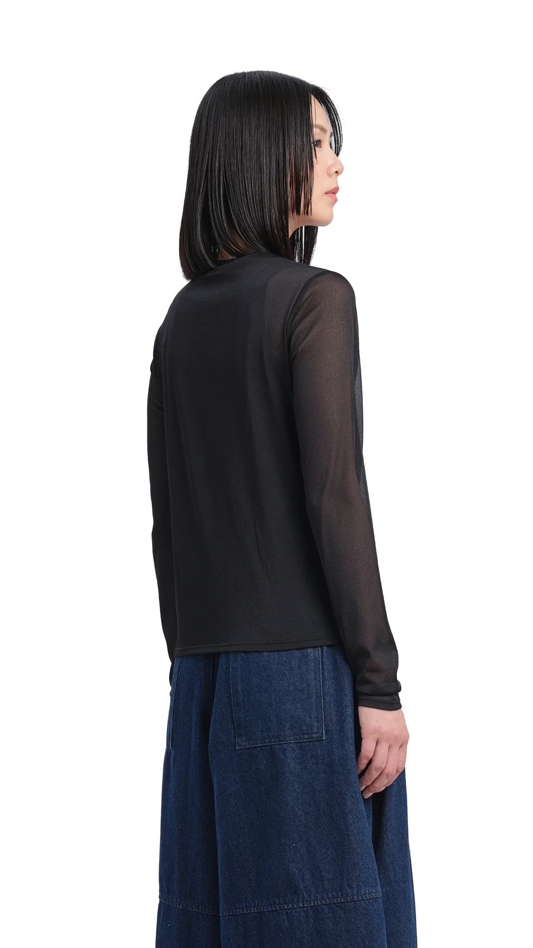 Mock-neck Sheer Top - Umamrii