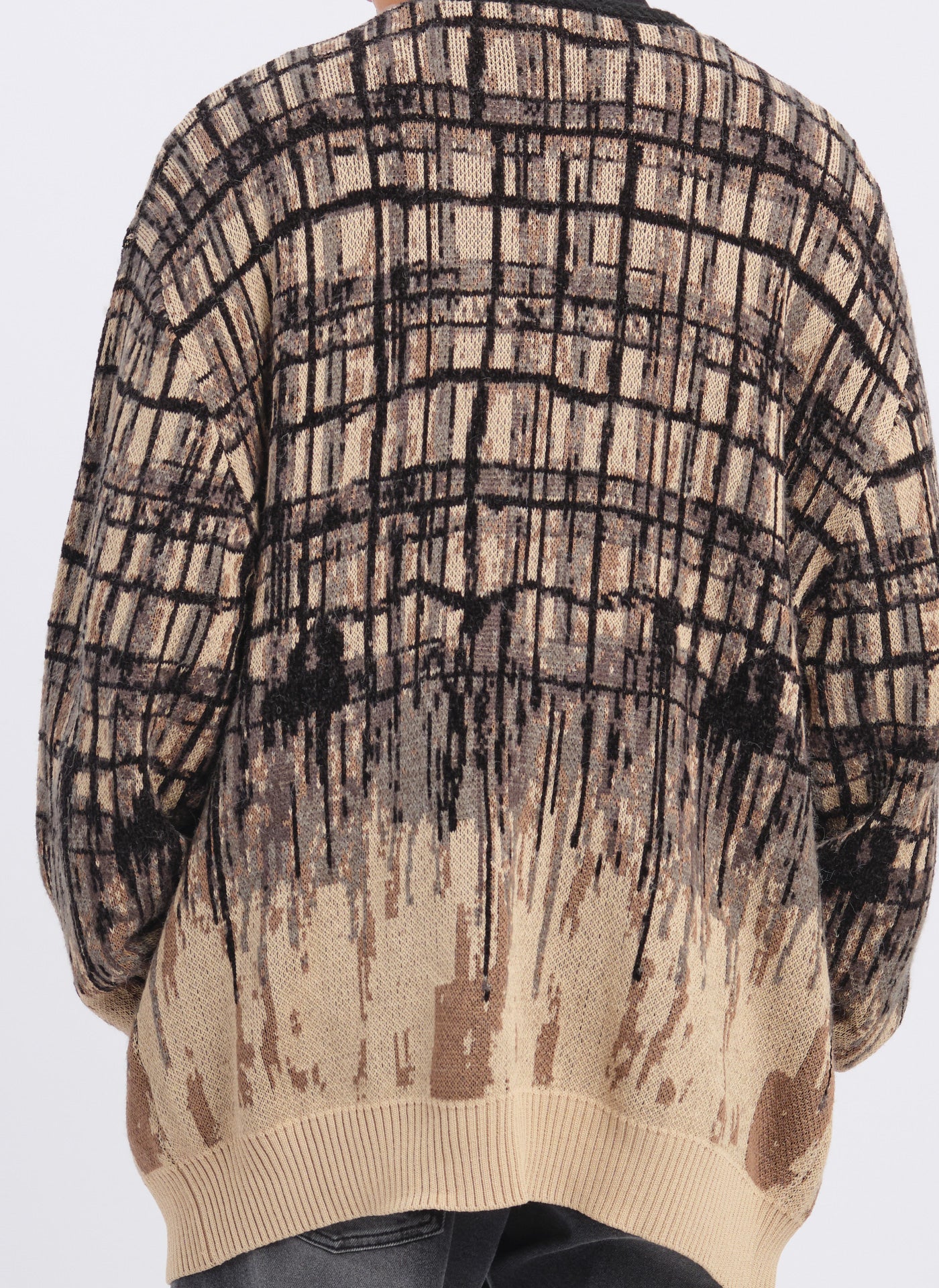 Viscose Nylon Hand Draw Checkers Cardigan - Umamrii