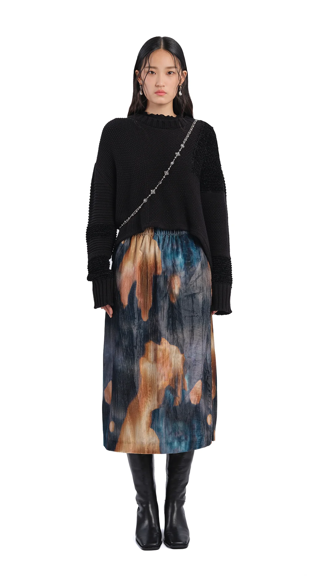 Knee-Length Panelled Leather Boots - Umamrii