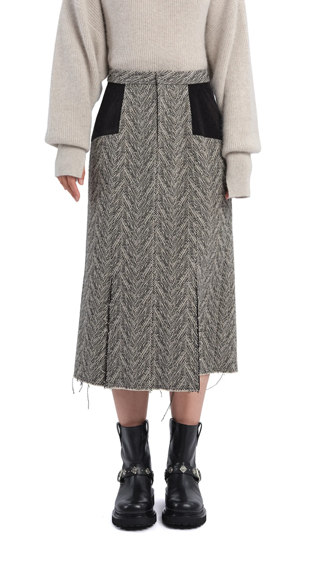 Herringbone Pencil Skirt - Umamrii