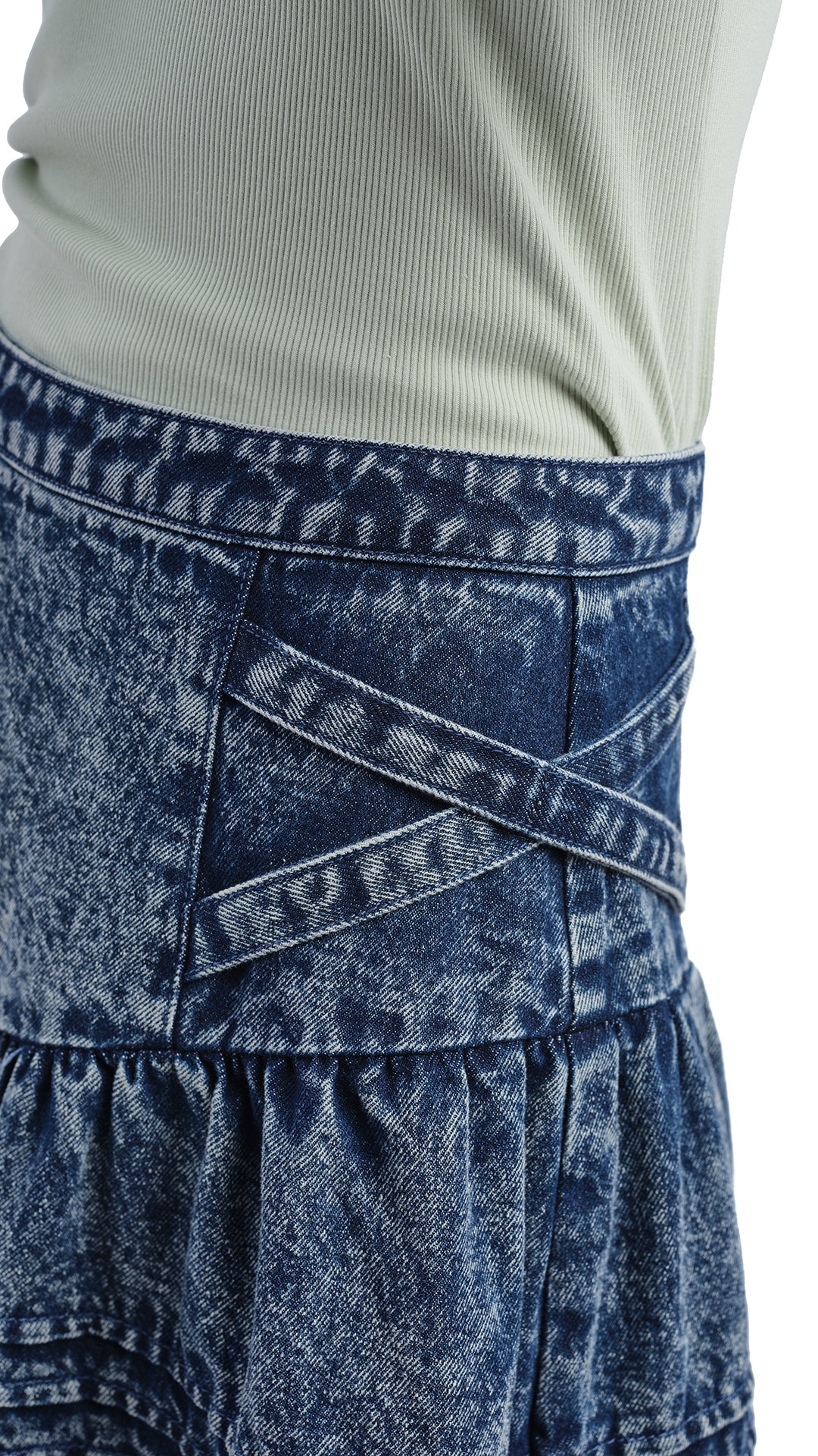 Stone-Washed Studded Denim Skirt - Umamrii