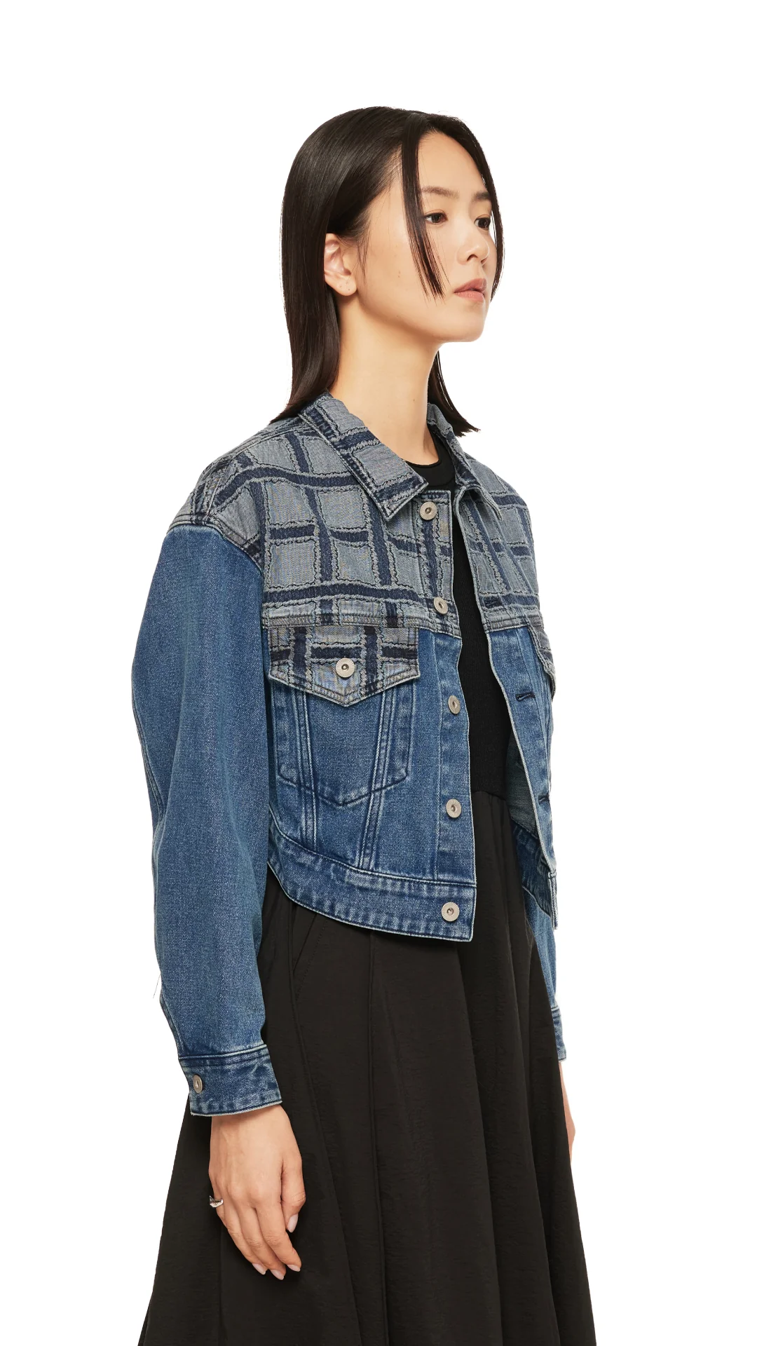 Patched Crop Denim Jacket - Umamrii