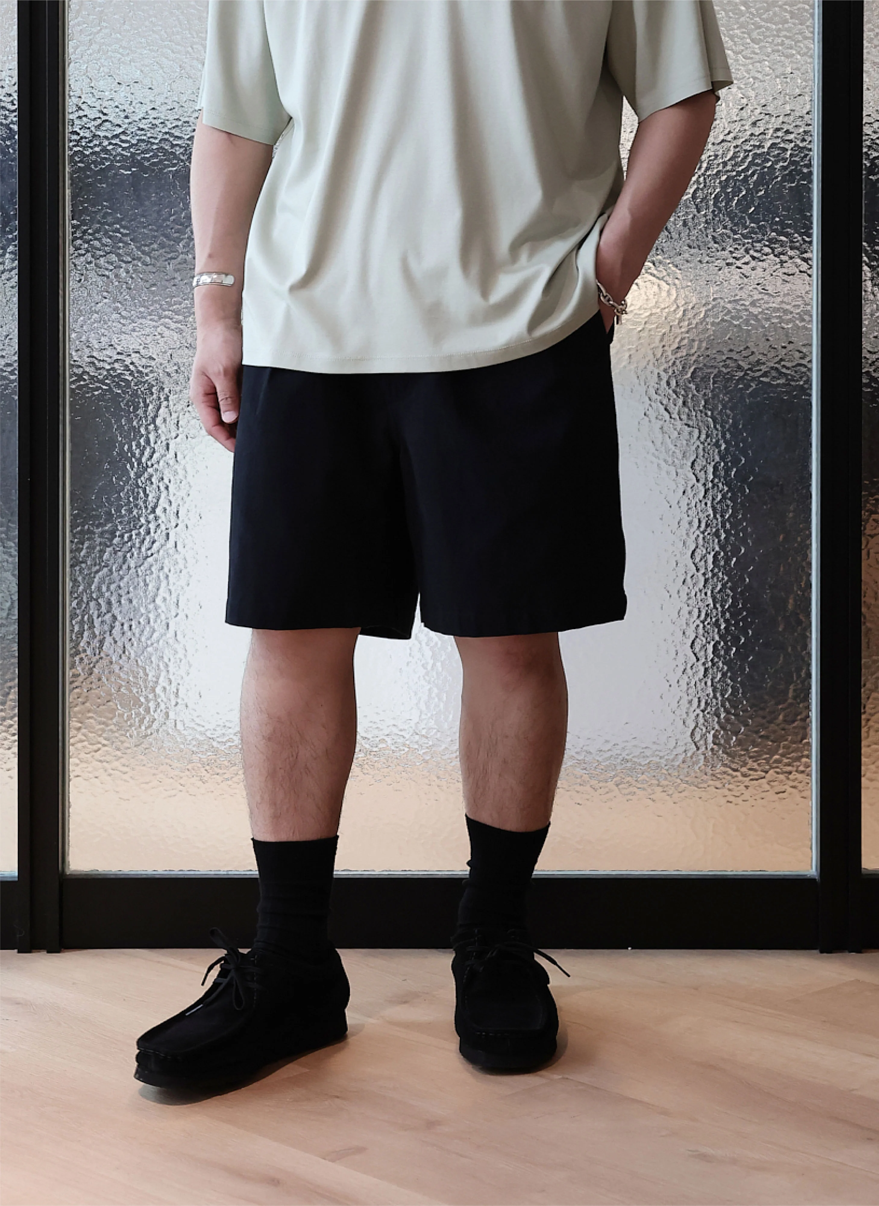 High Twist Salt Shrinking Cotton Twill Shorts - Umamrii