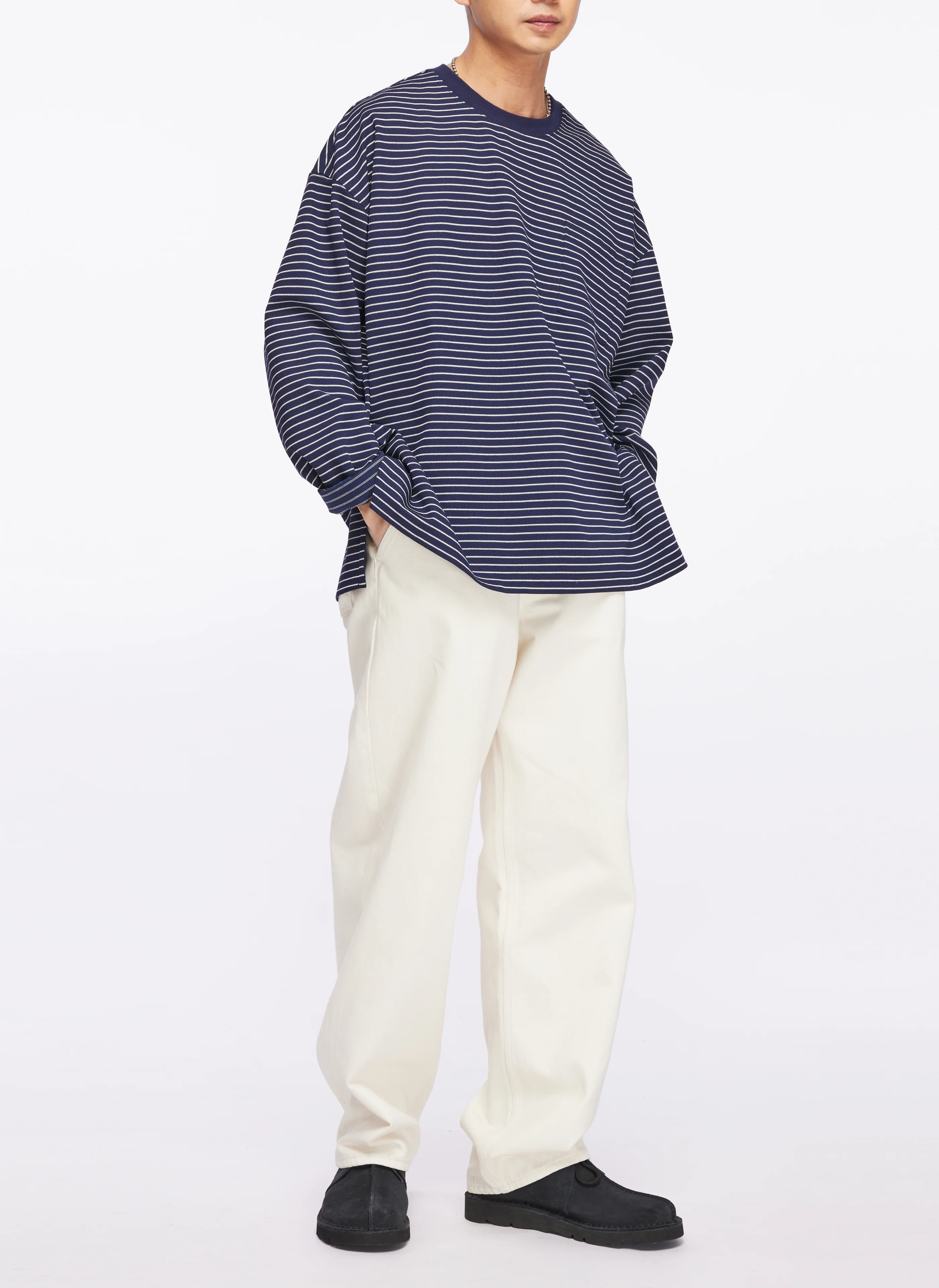 Jacquard Long Sleeves Border Top - Umamrii