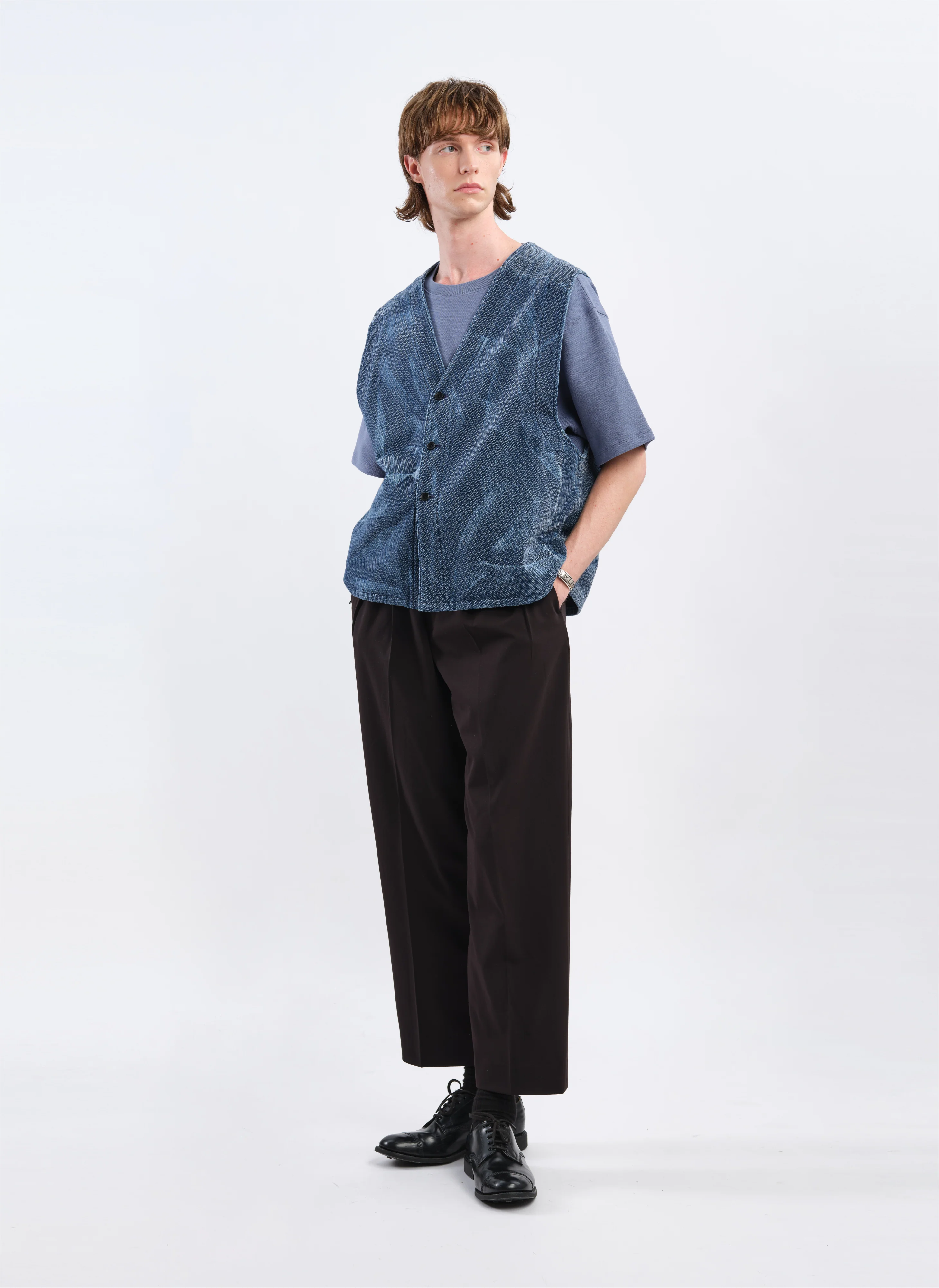 Indigo Cotton Polyester Jersey Waistcoat - Umamrii