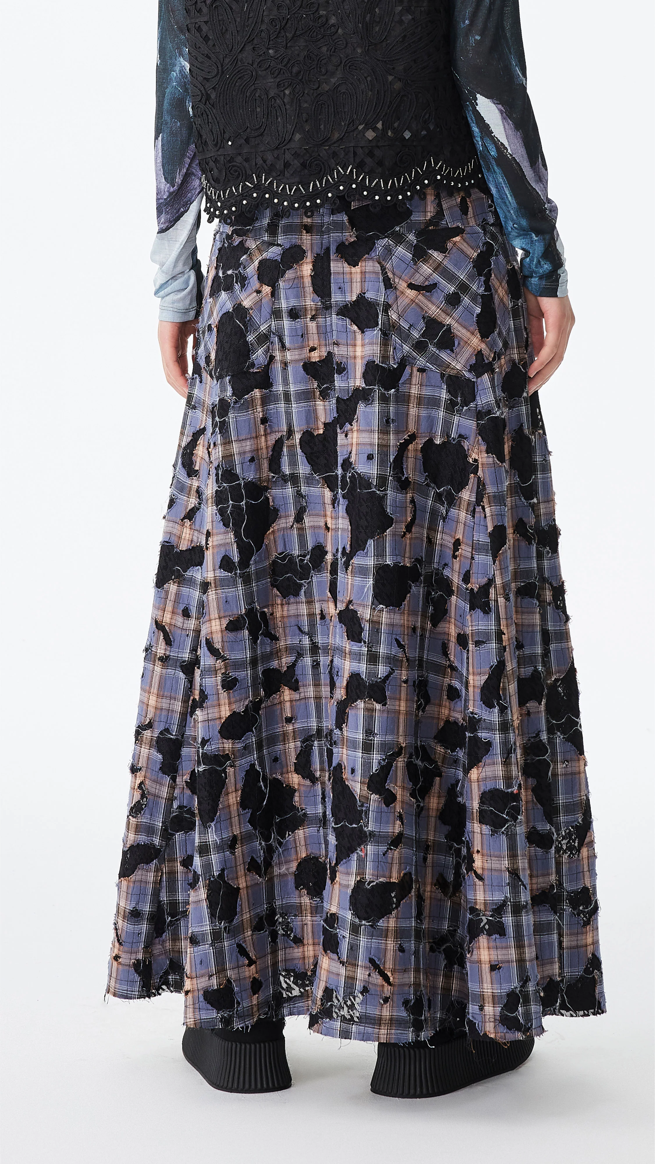 Patchwork Lace Flare Skirt - Umamrii