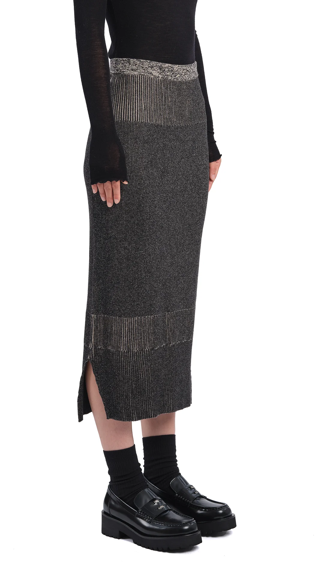 Knitted Two Tone Pencil Skirt - Umamrii