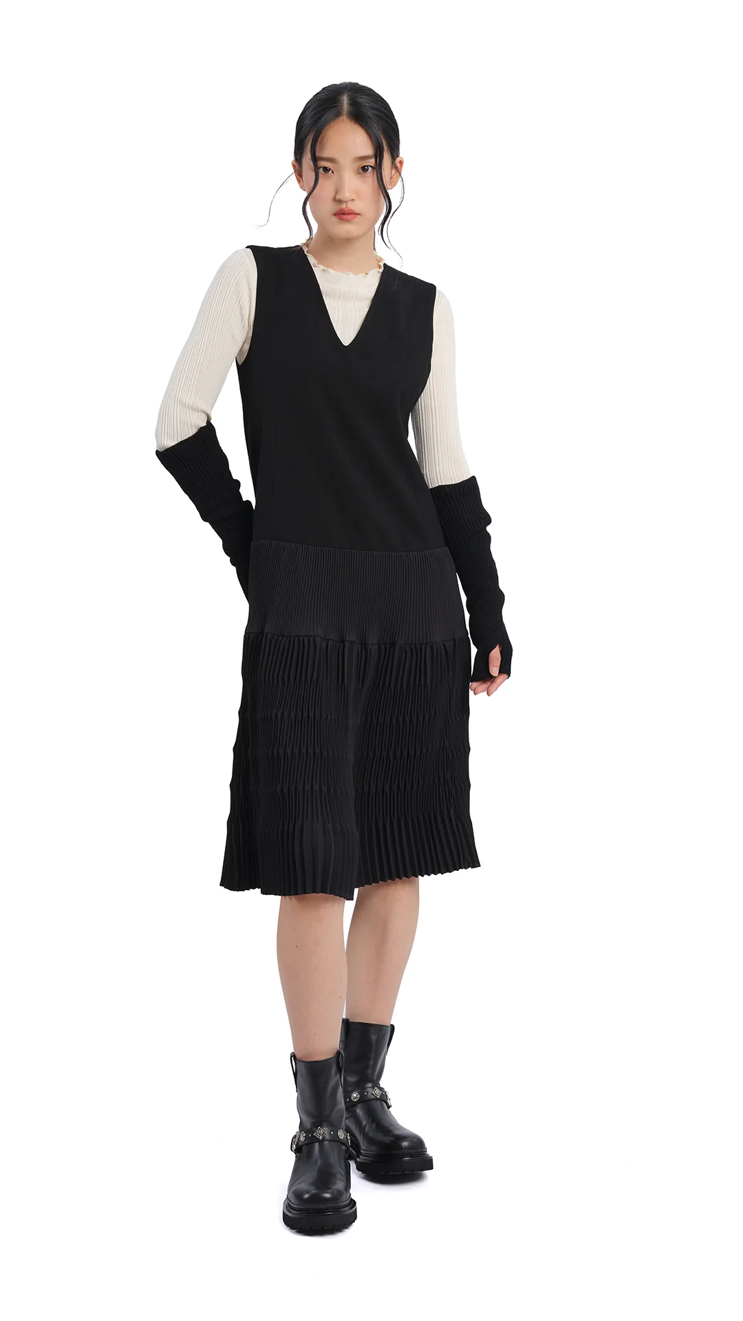 Olive Pleated Dress - Umamrii