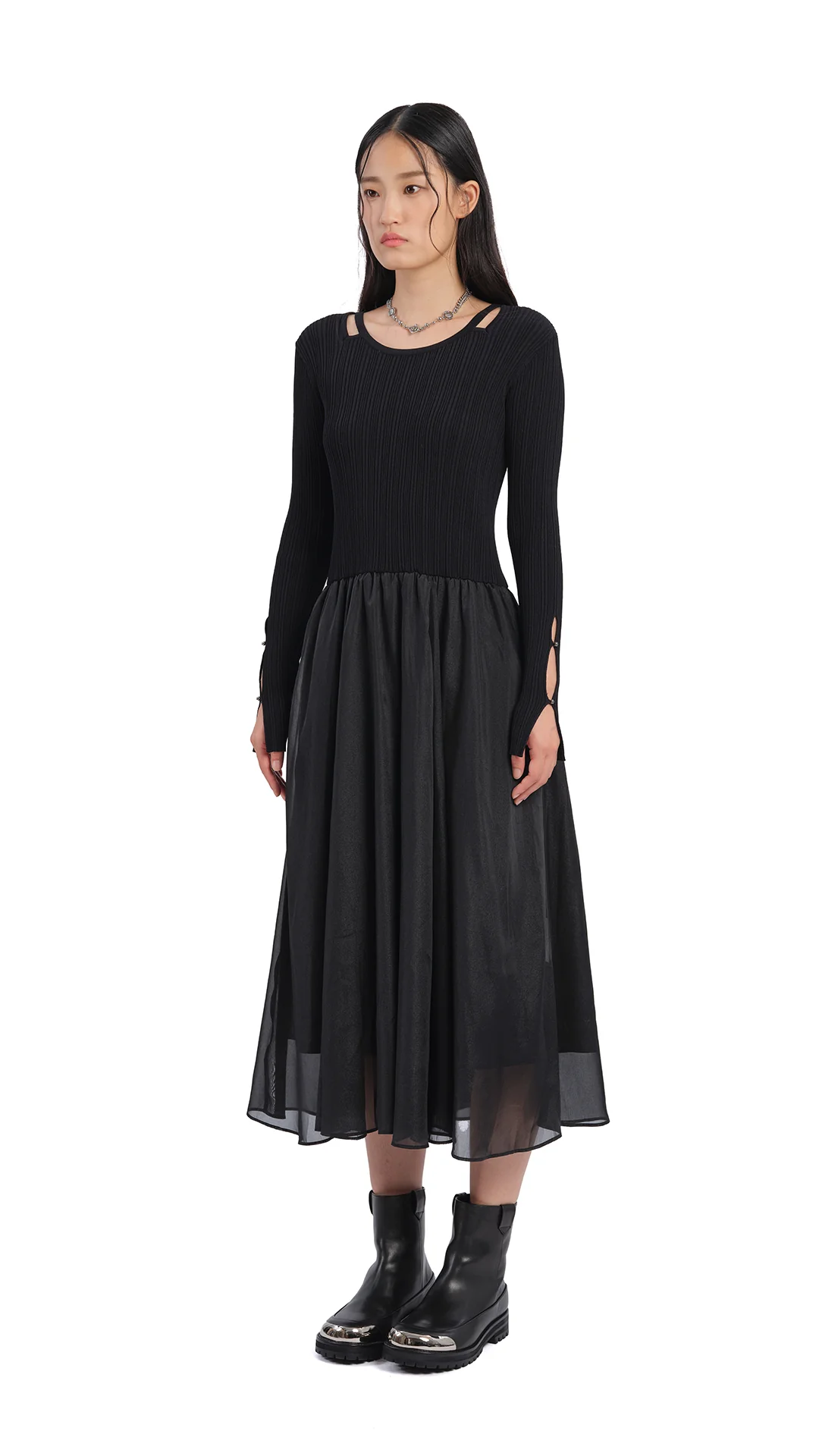 Cut-Out 2 In 1 Knit Dress - Umamrii