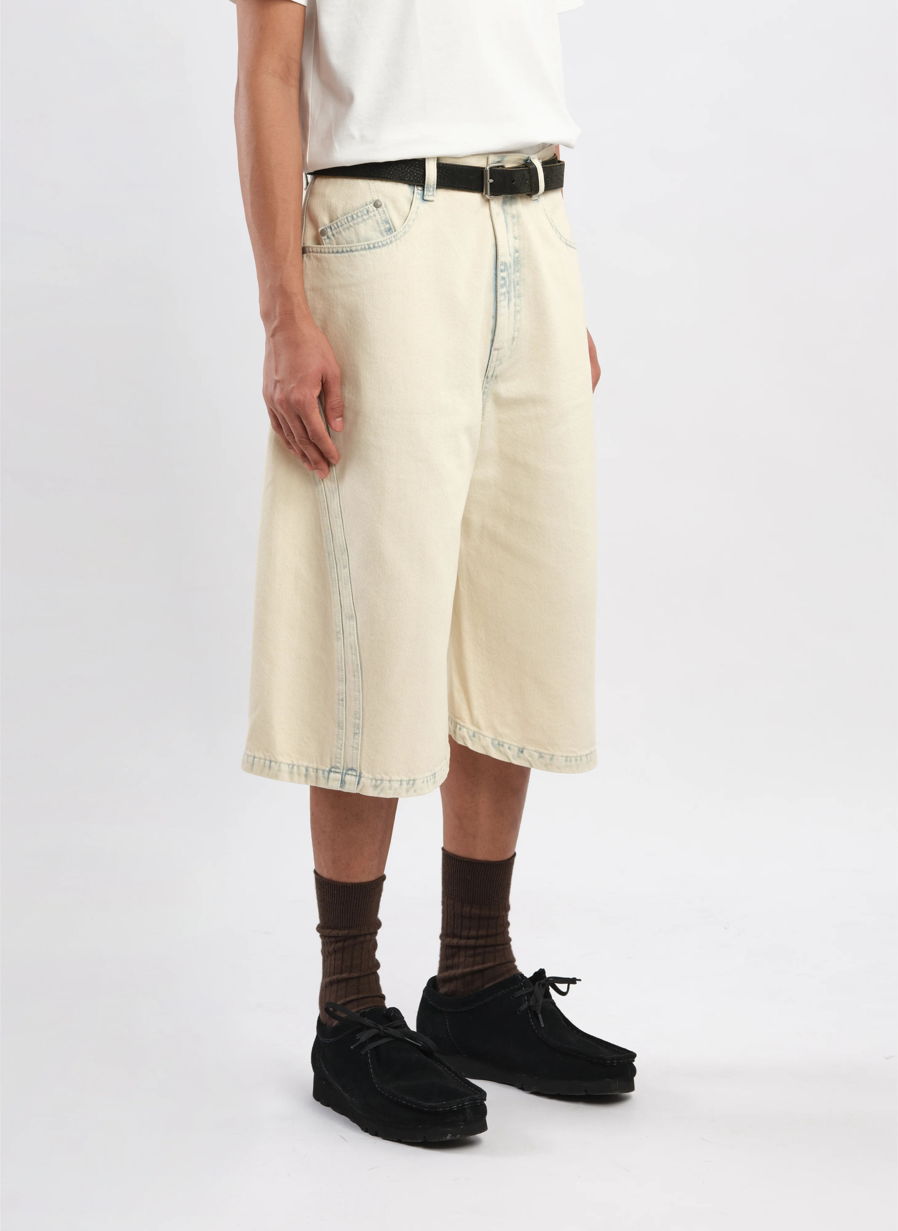 Bleached Wash Cotton Denim Shorts - Umamrii