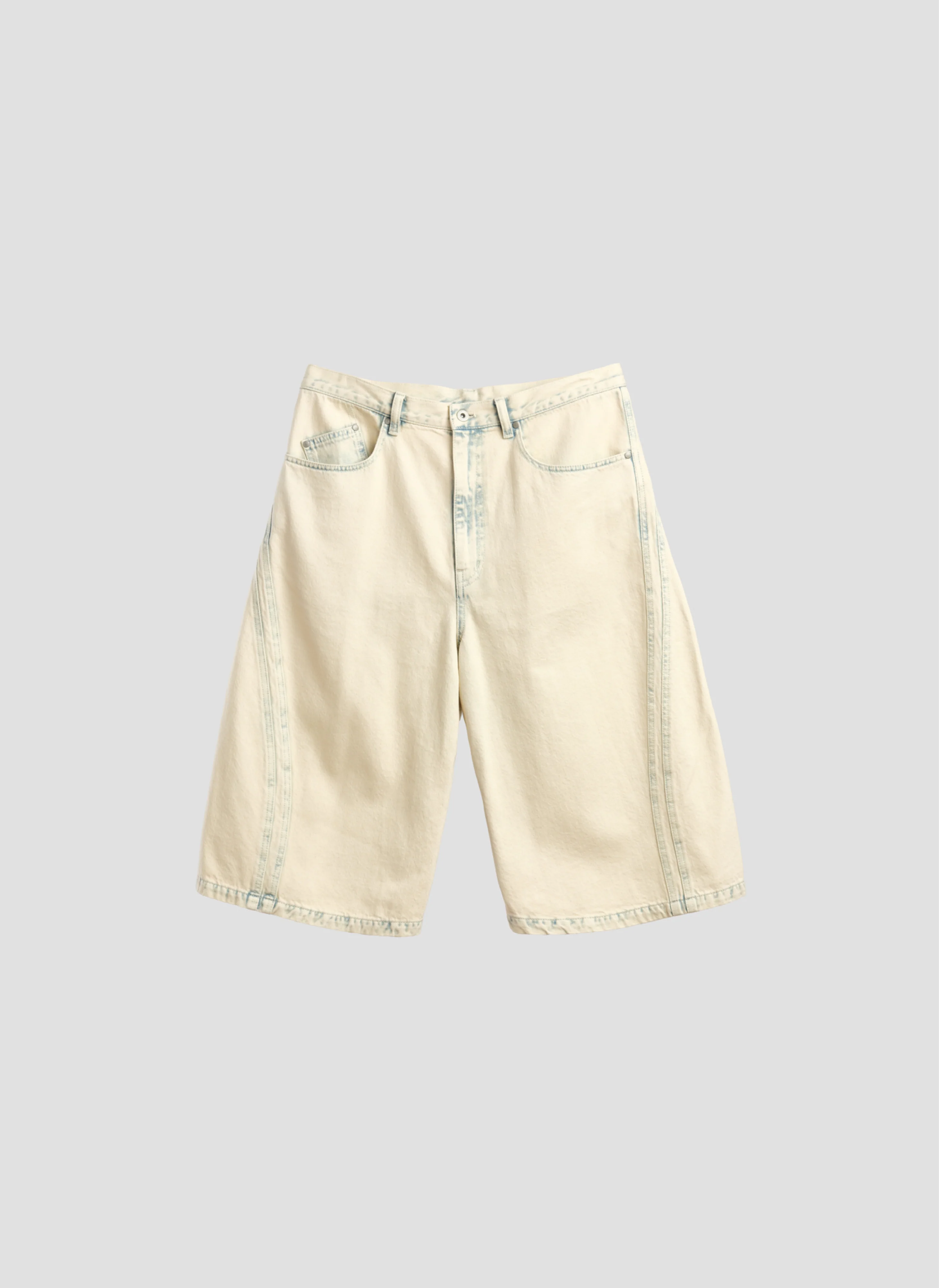 Bleached Wash Cotton Denim Shorts - Umamrii