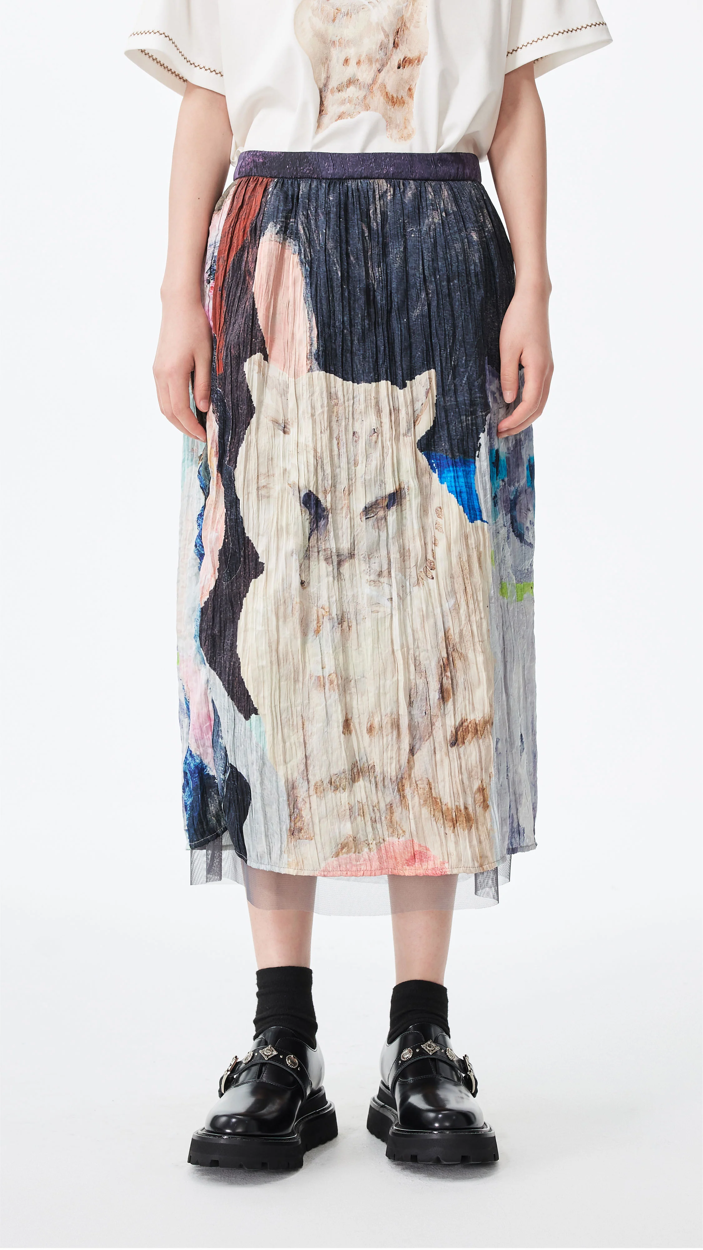 Crushed Mythical Animal Graphic Pencil Skirt - Umamrii