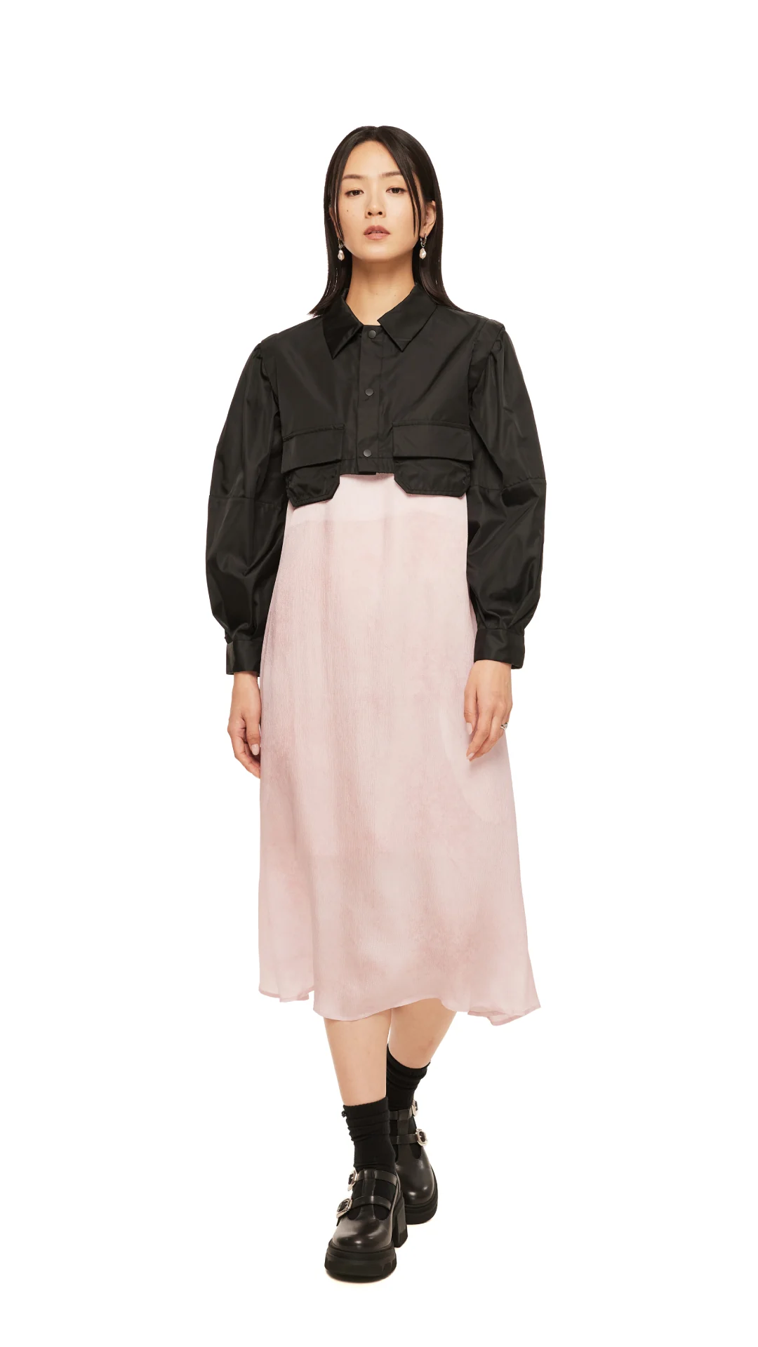 Puff Sleeves Nylon Short Shirt Jacket - Umamrii
