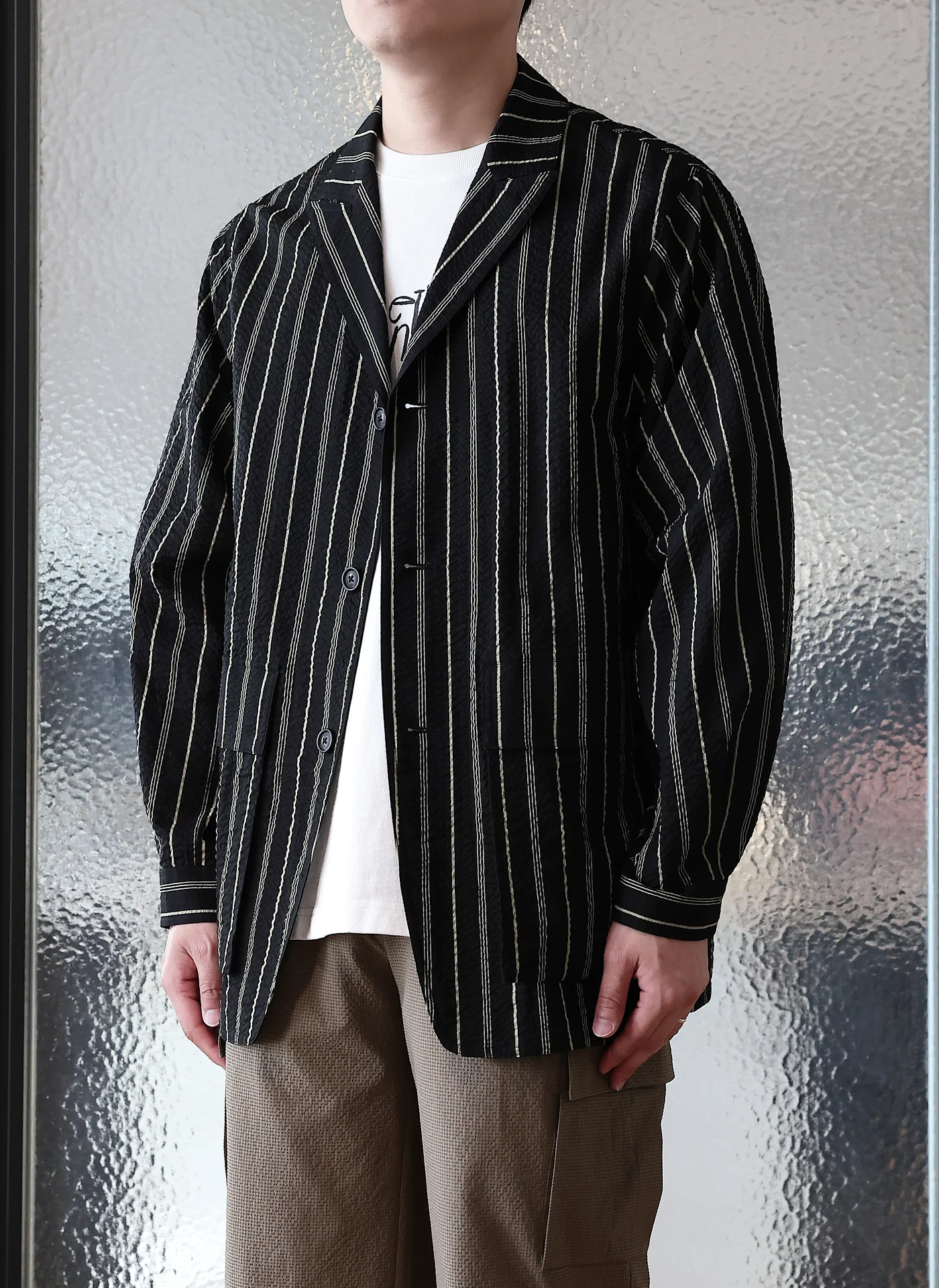Cotton Seersucker Soft Hunting Blazer - Umamrii