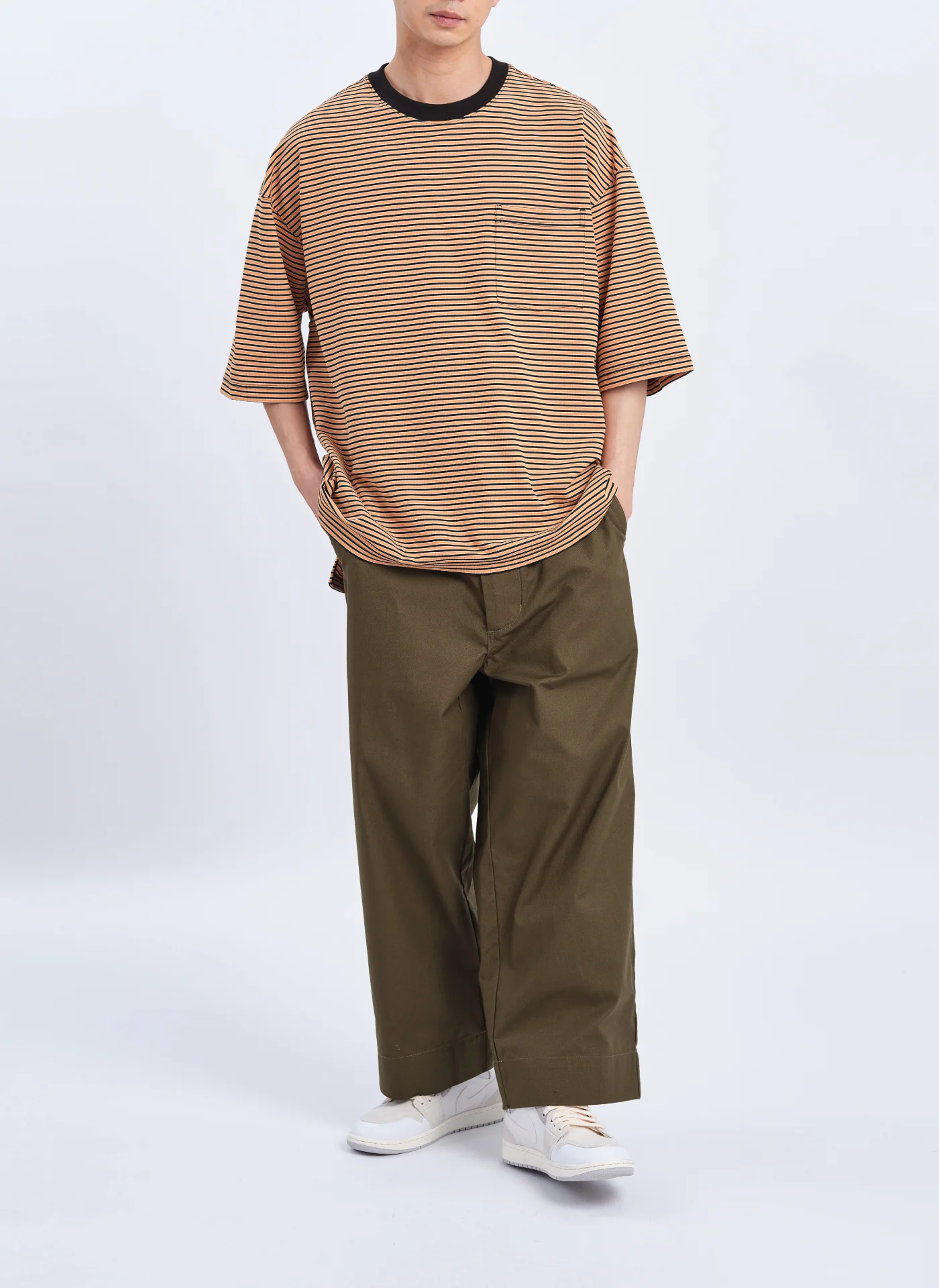 Jacquard Short Sleeves Border Top (T03) - Umamrii