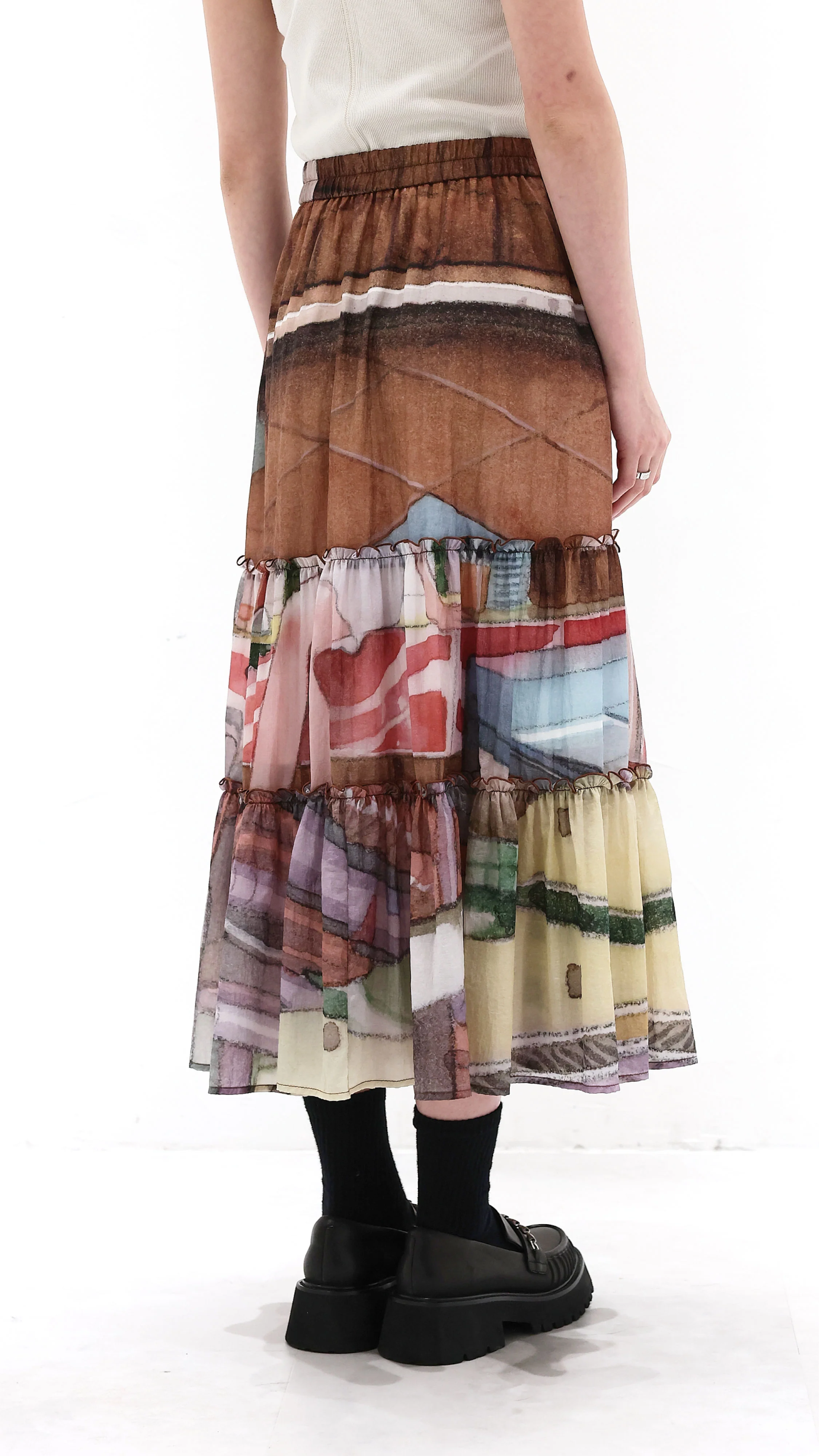 INITIAL x Little Thunder Pattern Midi Skirt - Umamrii