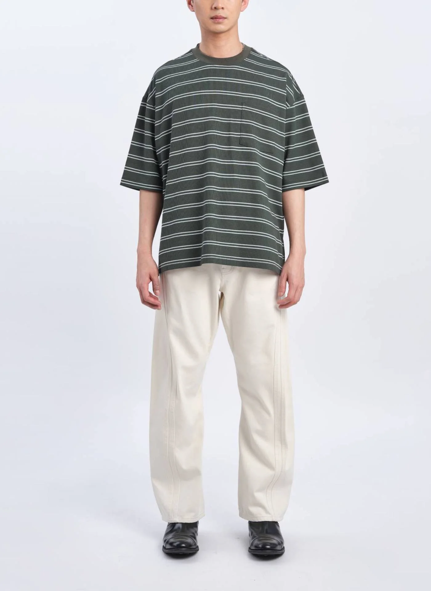 Jacquard Short Sleeves Border Top (T03) - Umamrii