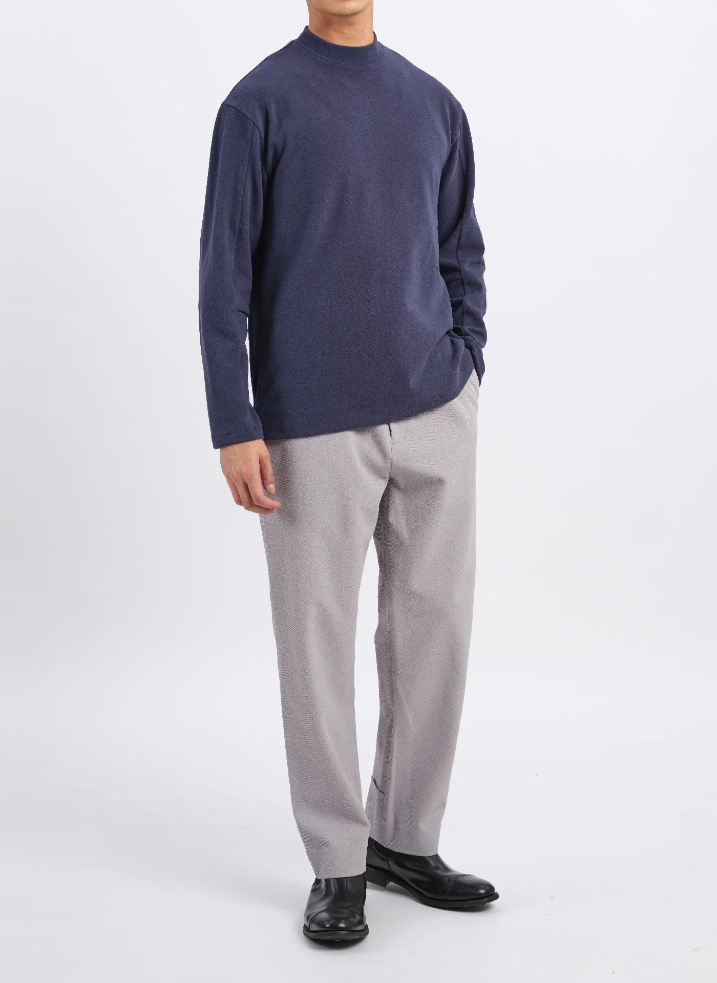 Mercerized Cotton Mock Neck Tee (T-05) - Umamrii