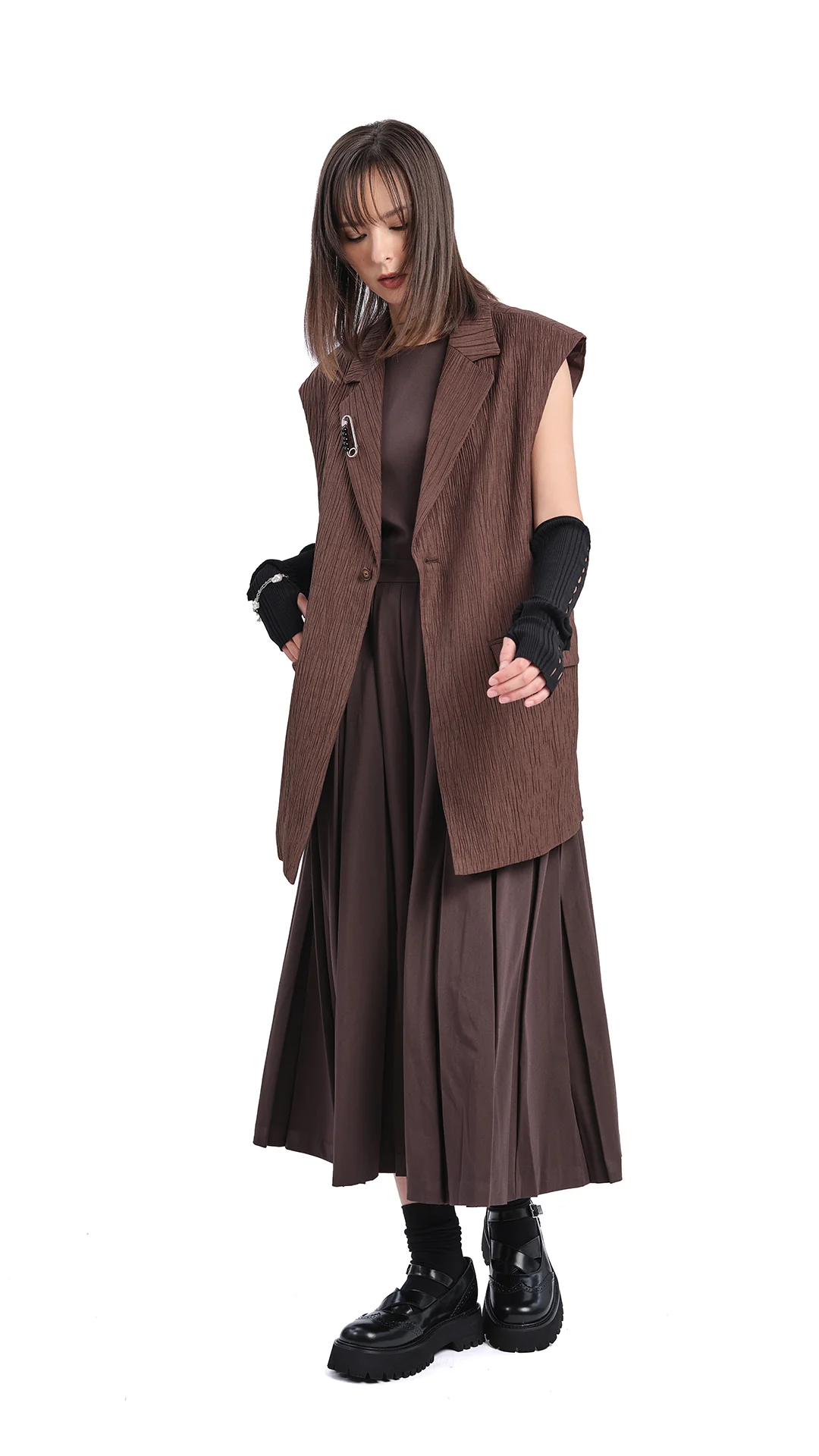 Pleated Cut-out Dress - Umamrii